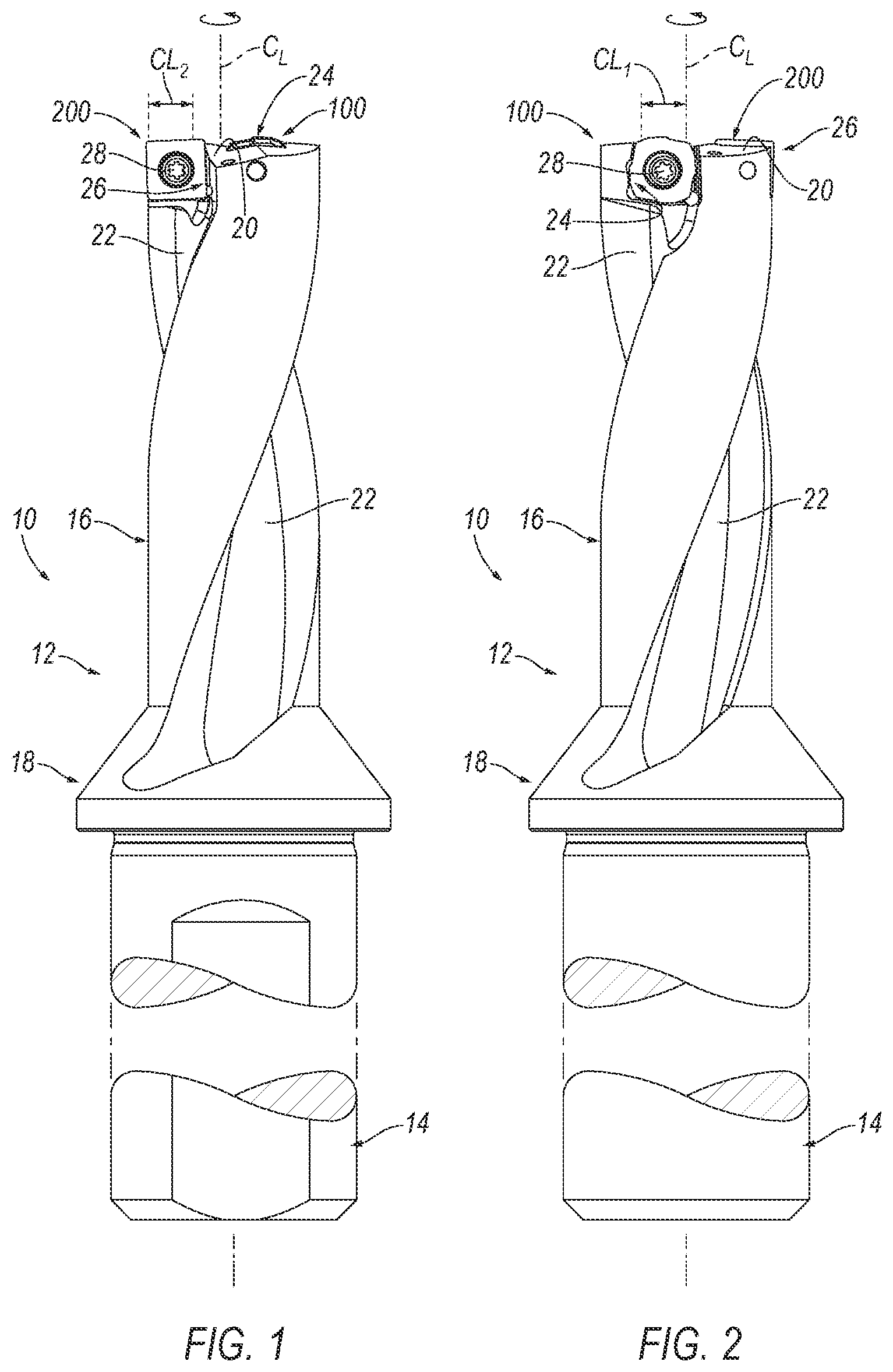 Patent US12472566 Figure 1 – Indexable drill assembly with coolant system