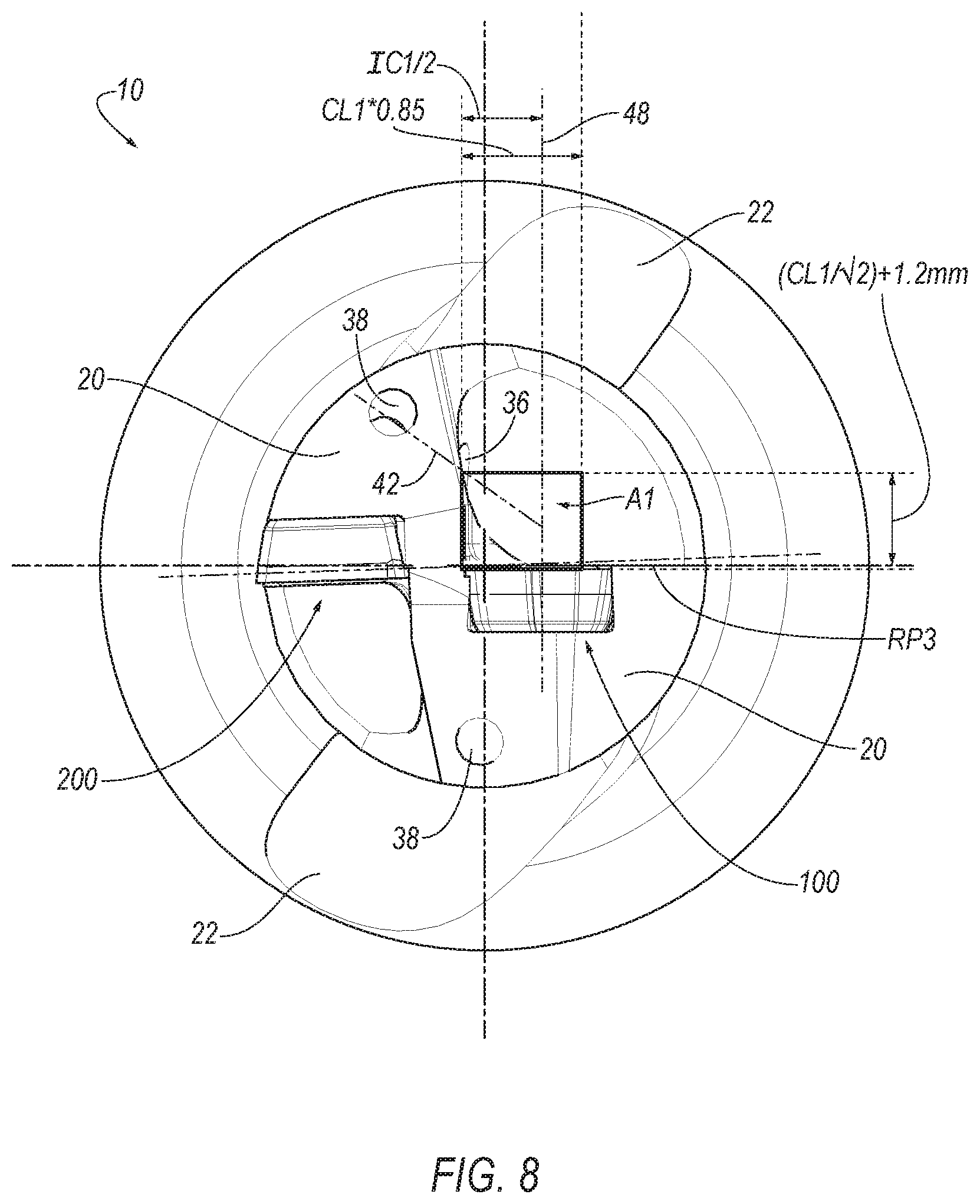 Patent US12472566 Figure 5 – Indexable drill assembly with coolant system