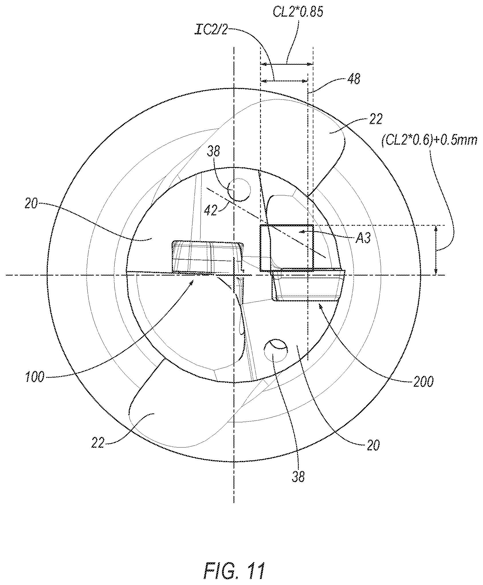 Patent US12472566 Figure 8 – Indexable drill assembly with coolant system