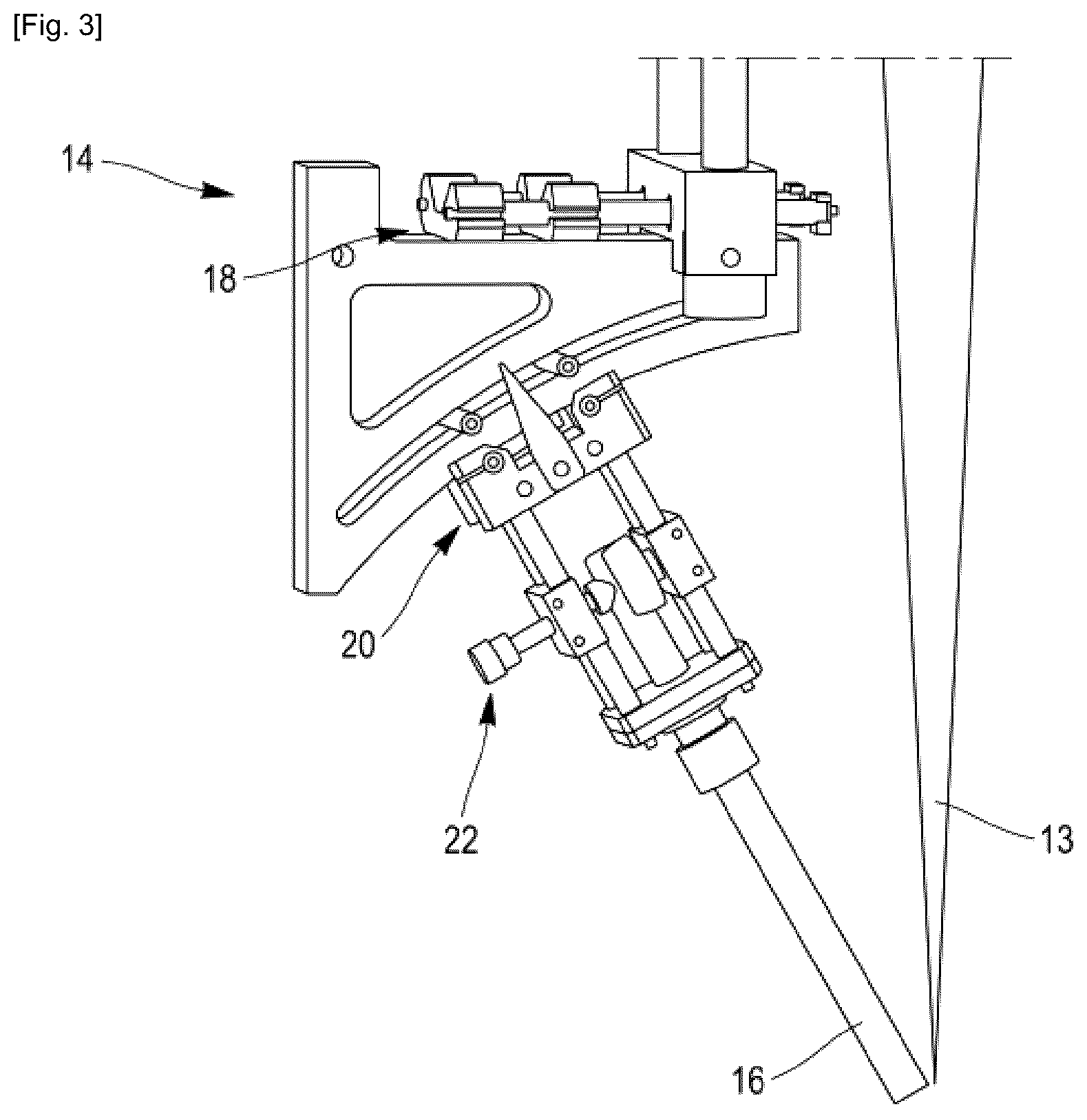Patent US12472583 Figure 3 – System and method for adding material to a determined surface of a workpiece by means of a laser beam directed by a laser scanning head and lateral powder injection