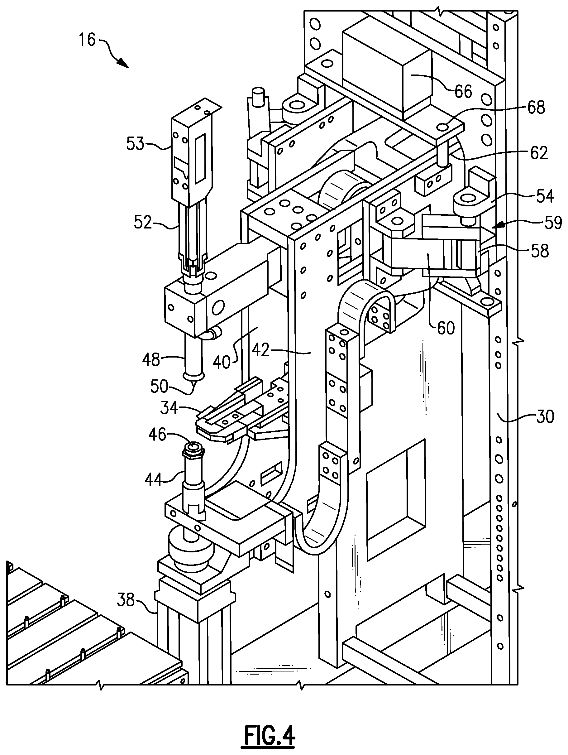 Patent US12472589 Figure 4 – System and method with floating welder for high rate production welding