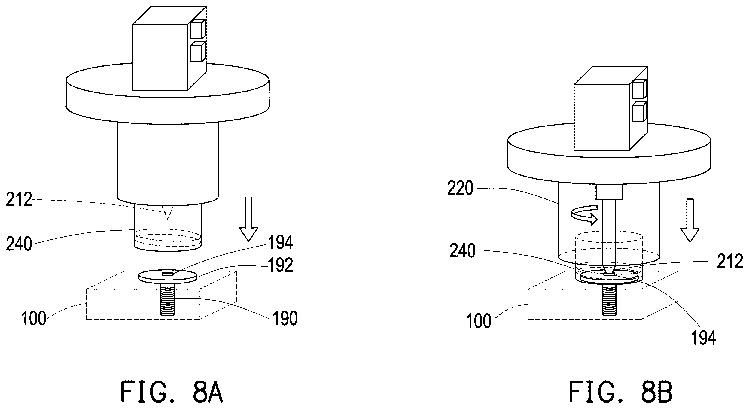 Patent US12472595 Figure 8 – Systems for removing or inserting a fastener from or into a wafer carrier