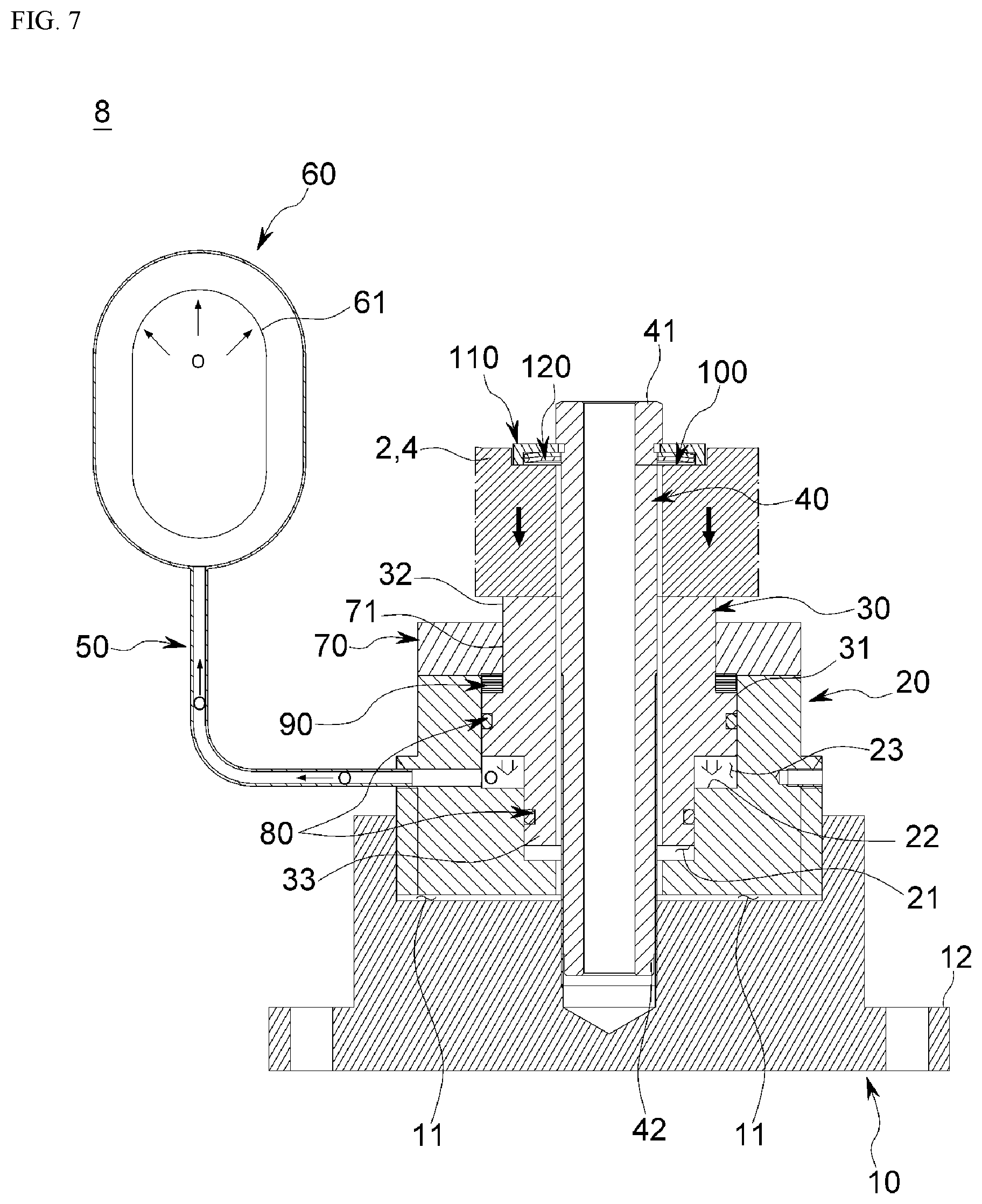 Patent US12472599 Figure 7 – Sag compensation apparatus of machine tool and machine tool including same