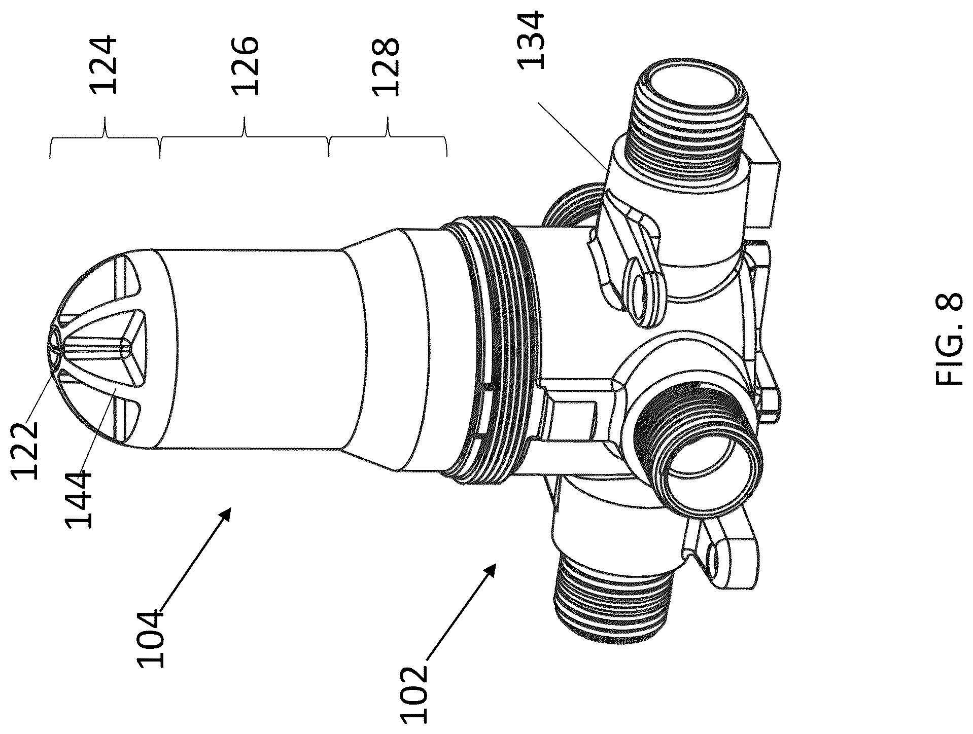 Patent US12472607 Figure 8 – Thermostatic cartridge extraction tool