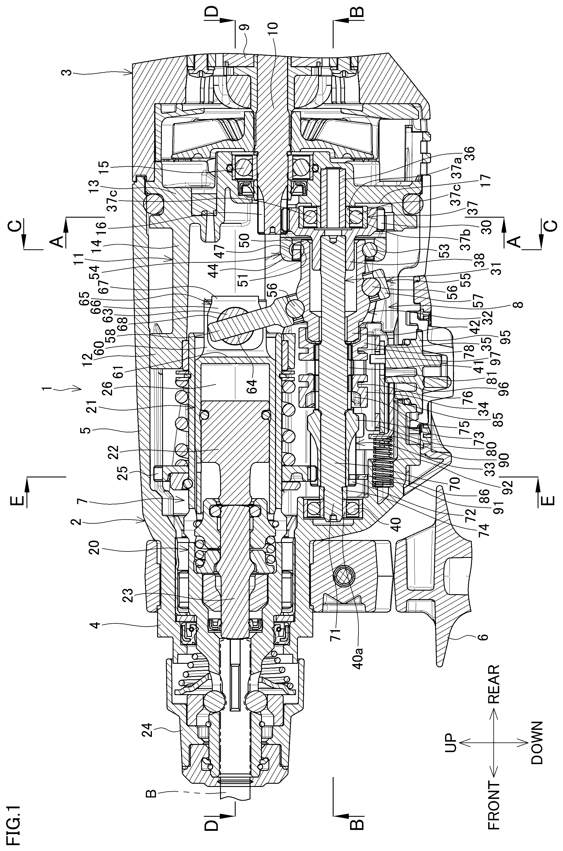 Patent US12472612 Figure 1 – Electric power tool