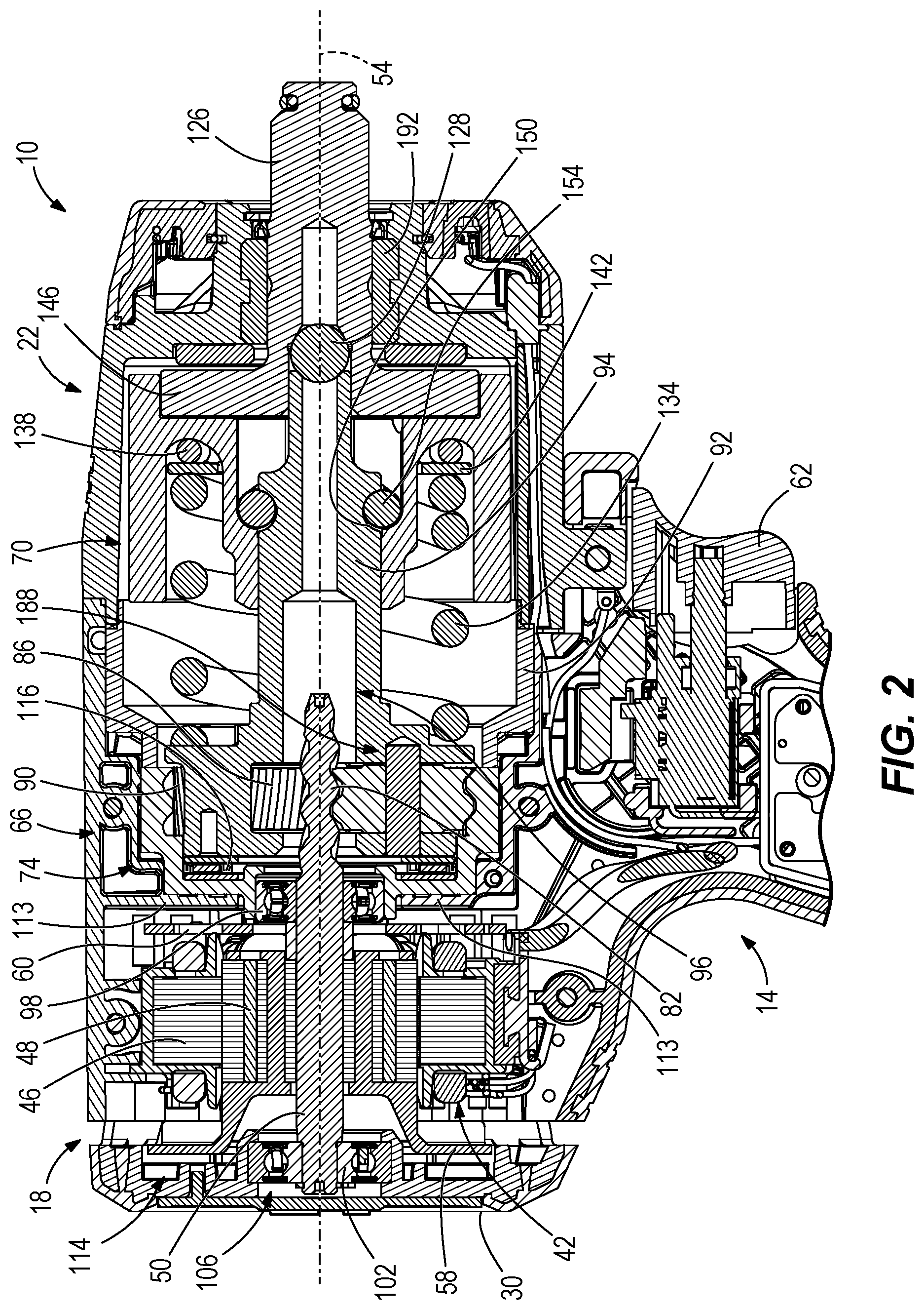 Patent US12472616 Figure 2 – Rotary impact tool with thrust bearing
