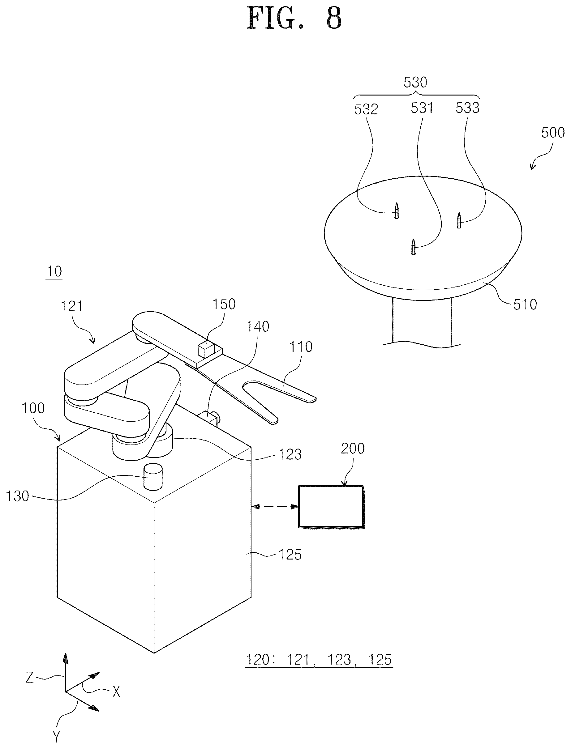 Patent US12472621 Figure 8 – Teaching method, program stored in the medium for executing the teaching method and transfer system
