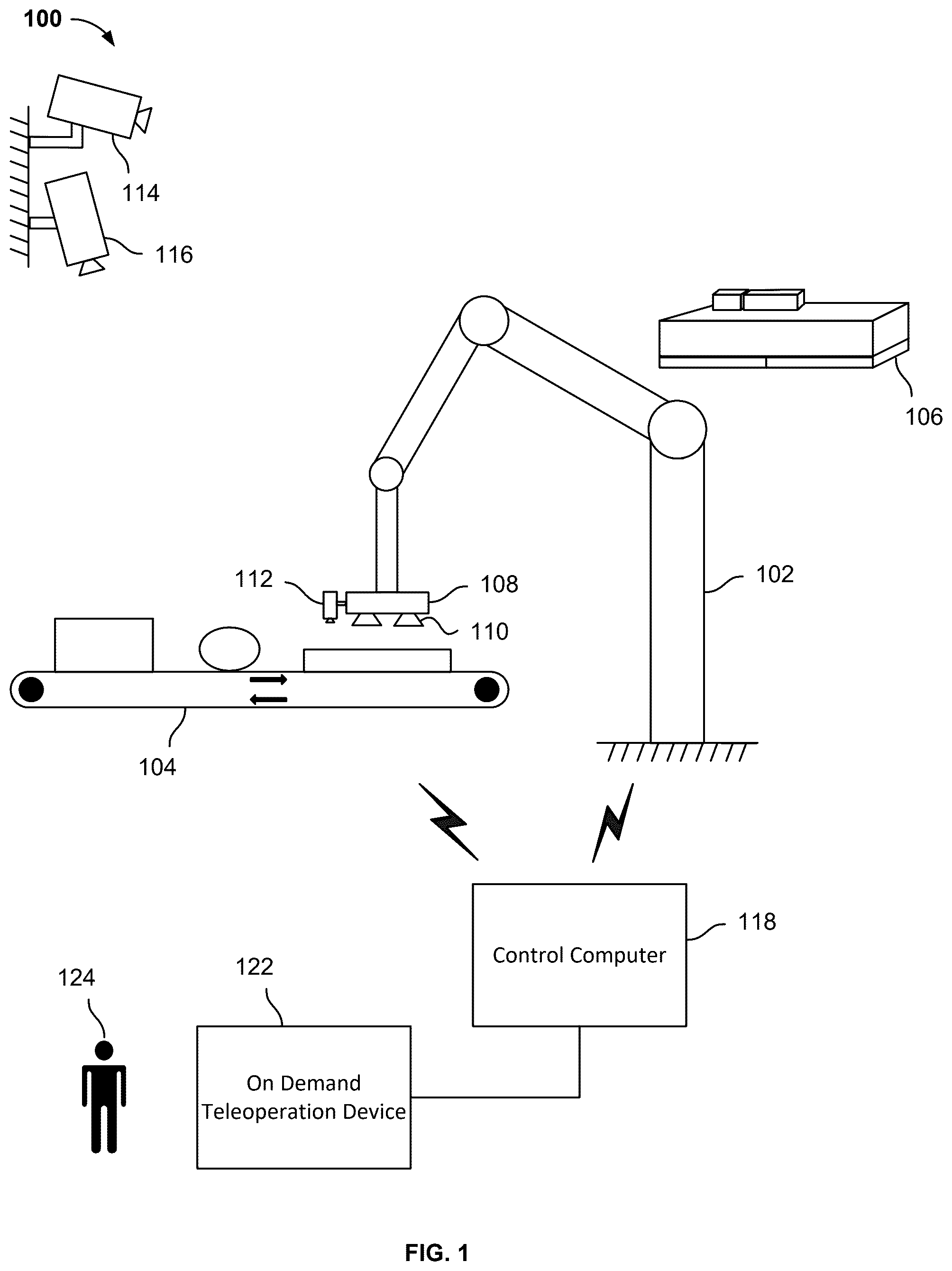 Patent US12472631 Figure 1 – Multi-pallet mixed-case robotic palletizer