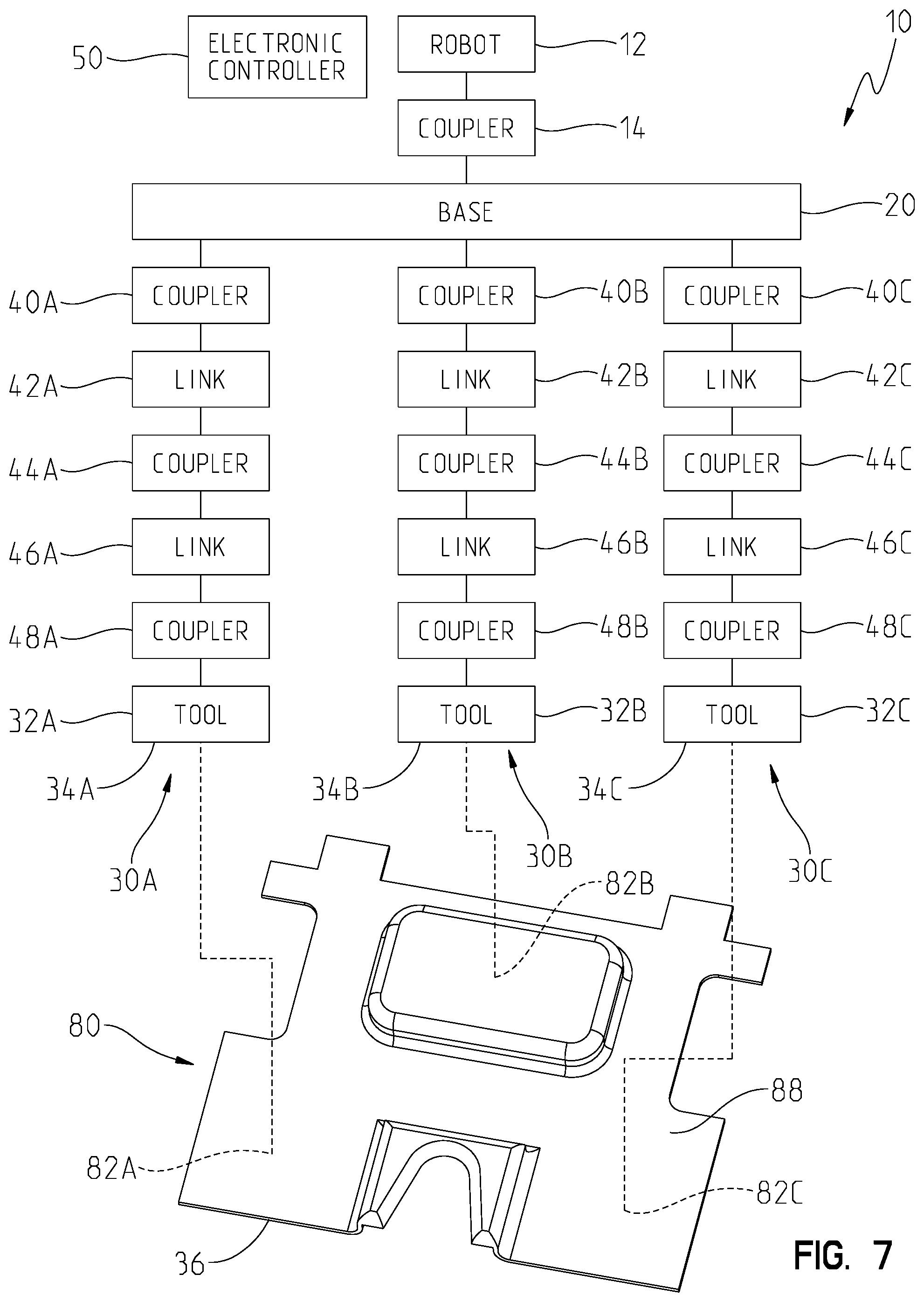 Patent US12472642 Figure 15 – Adjustable end-of-arm tool or fixture