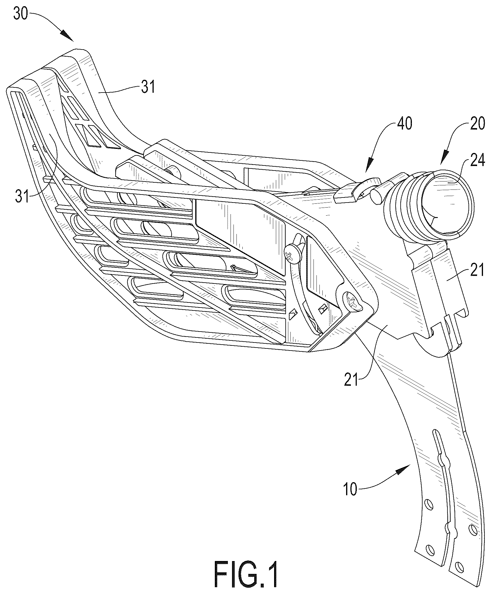 Patent US12472657 Figure 1 – Table saw guard