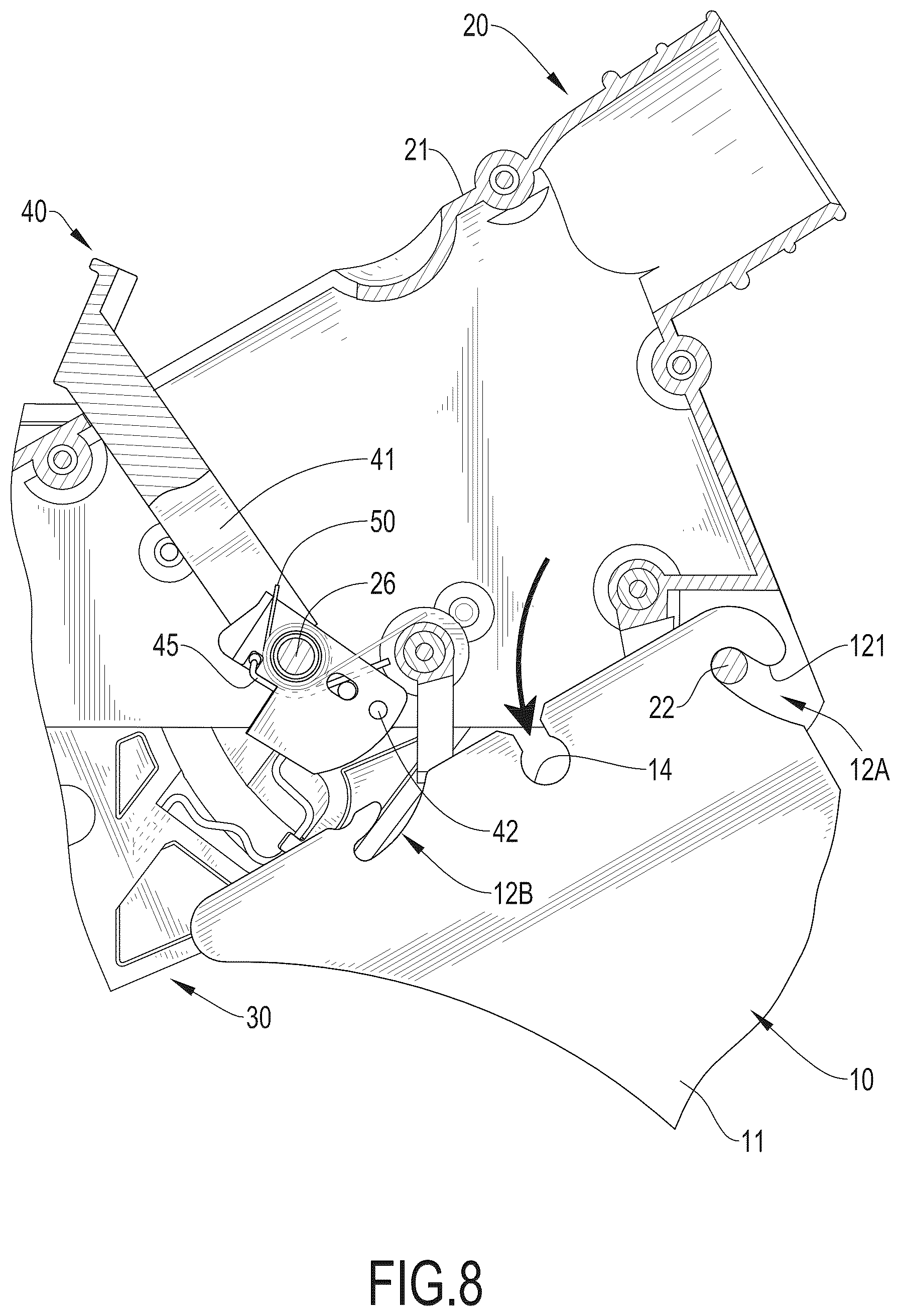 Patent US12472657 Figure 8 – Table saw guard