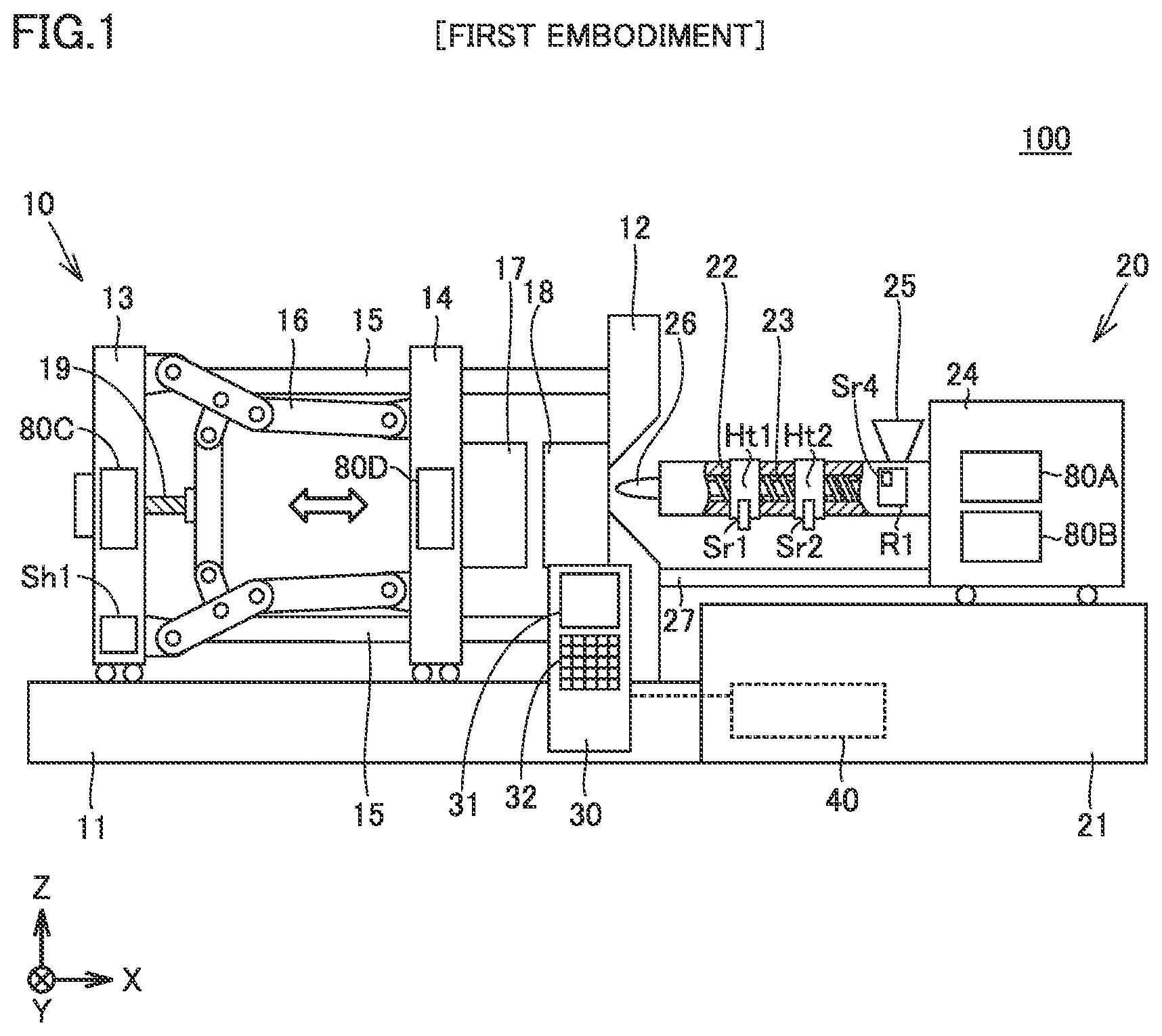 Patent US12472671 Figure 1 – Injection molding machine
