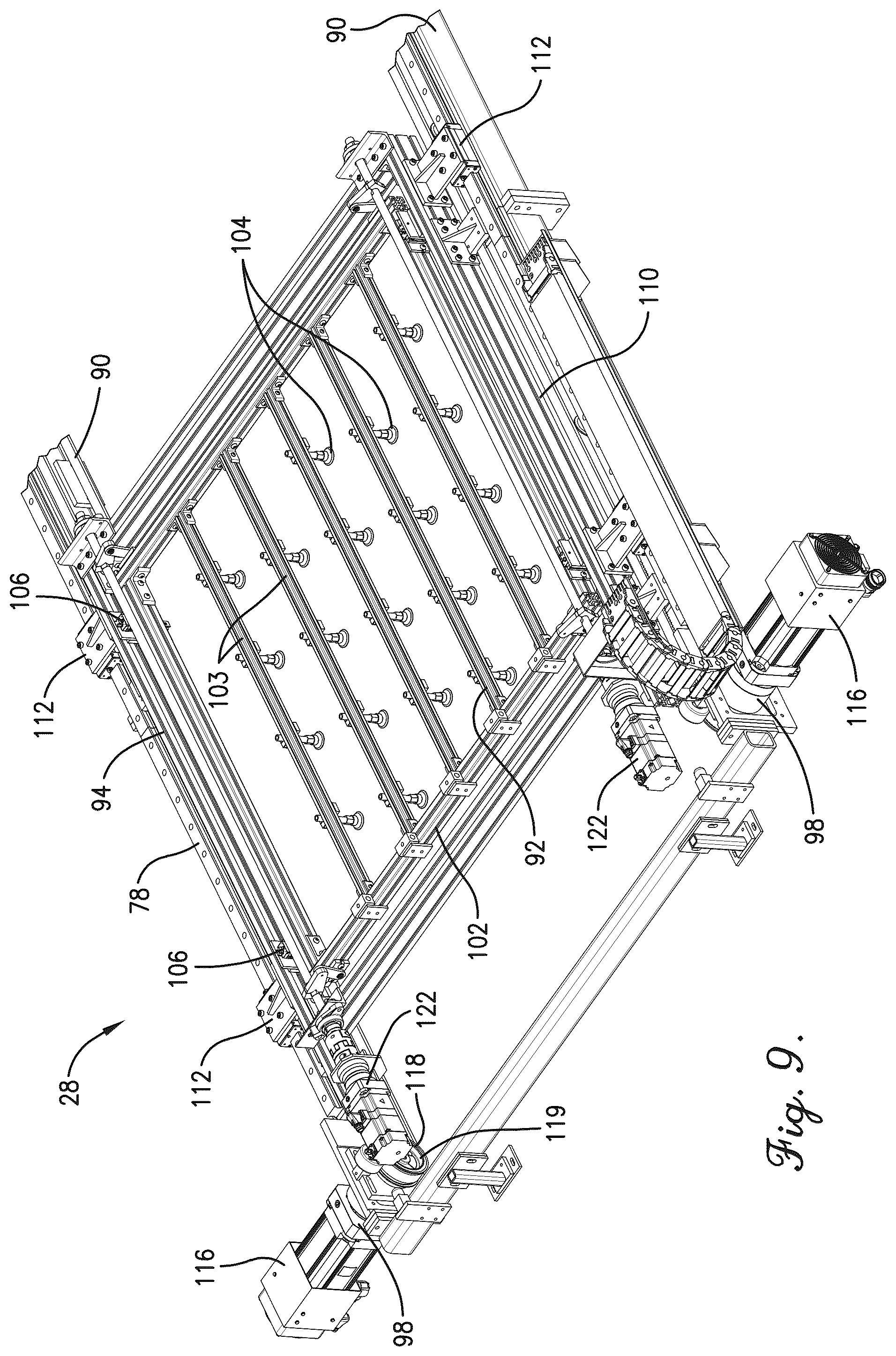 Patent US12472677 Figure 9 – Low profile product extractor for thermoformed products