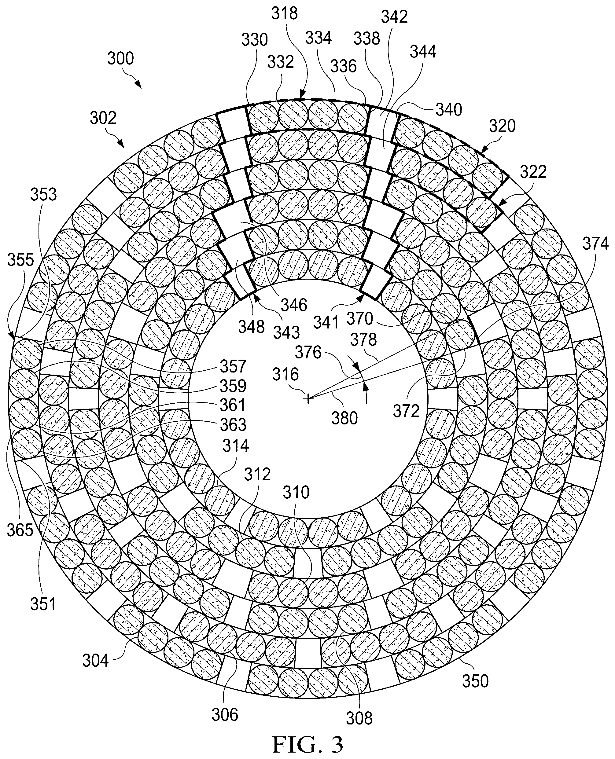 Patent US12472703 Figure 3 – Automated fiber placement of plies with staggering
