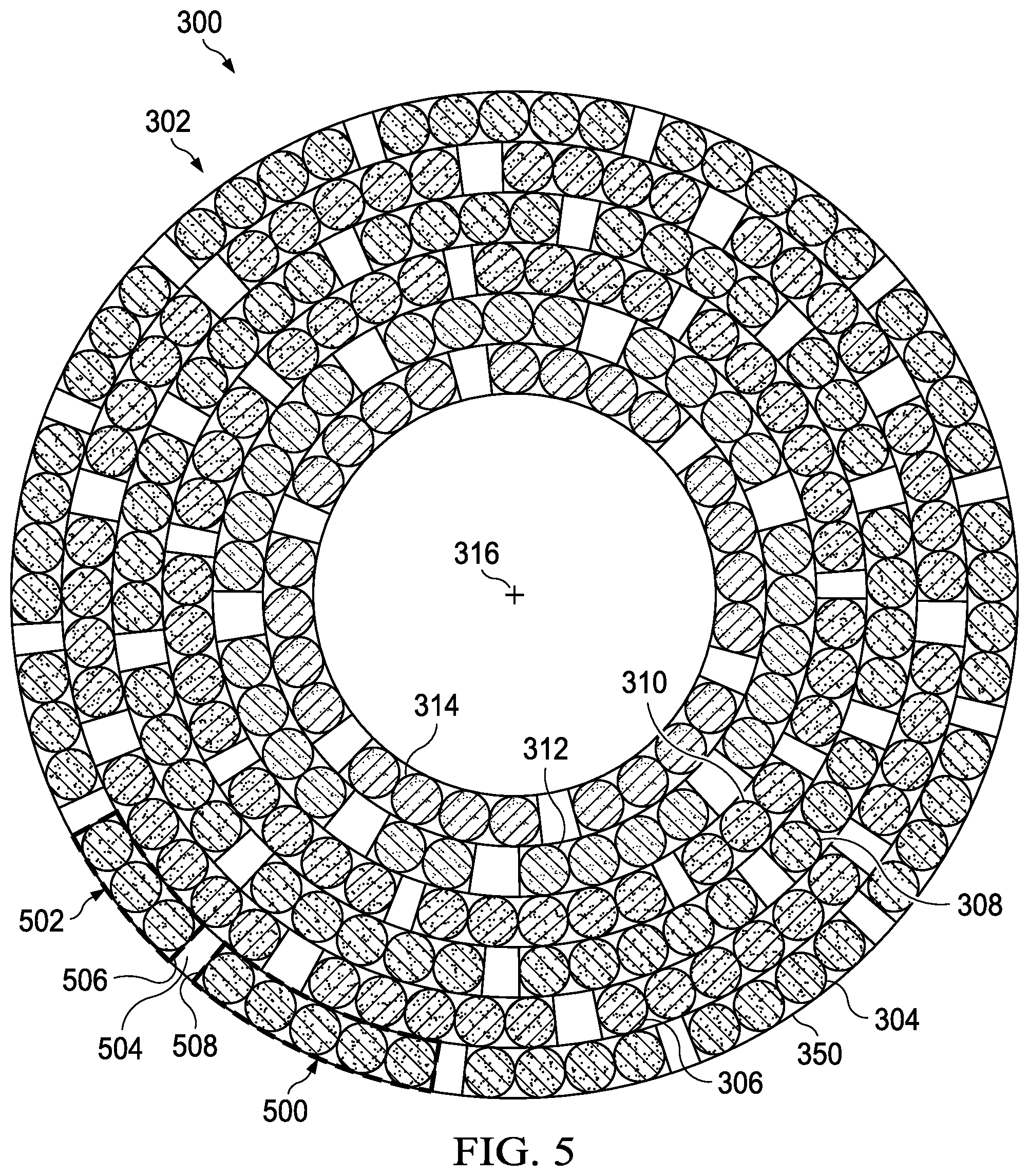 Patent US12472703 Figure 5 – Automated fiber placement of plies with staggering