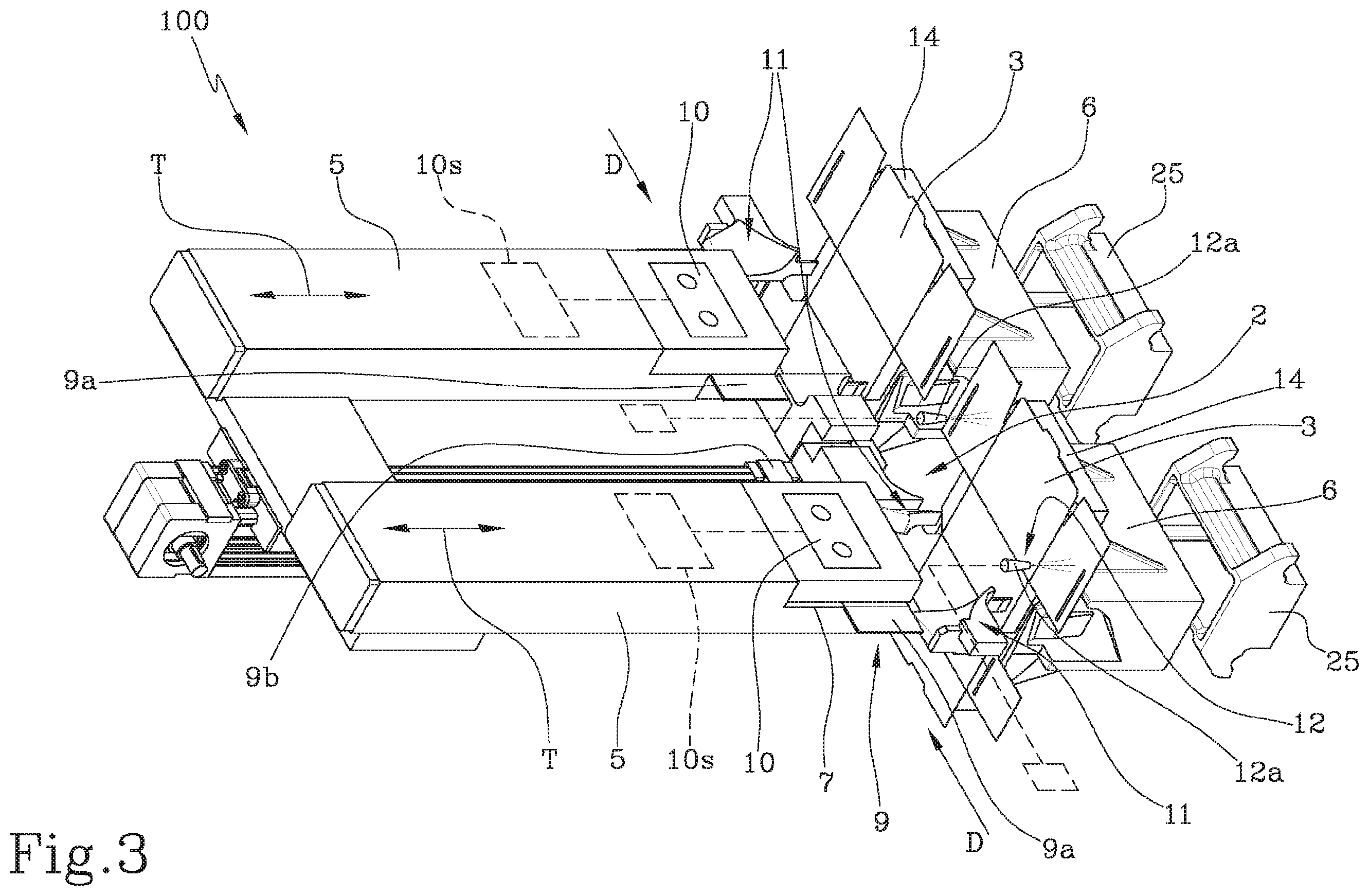 Patent US12472717 Figure 3 – Device and machine for forming boxes with internal partition wall and relative method