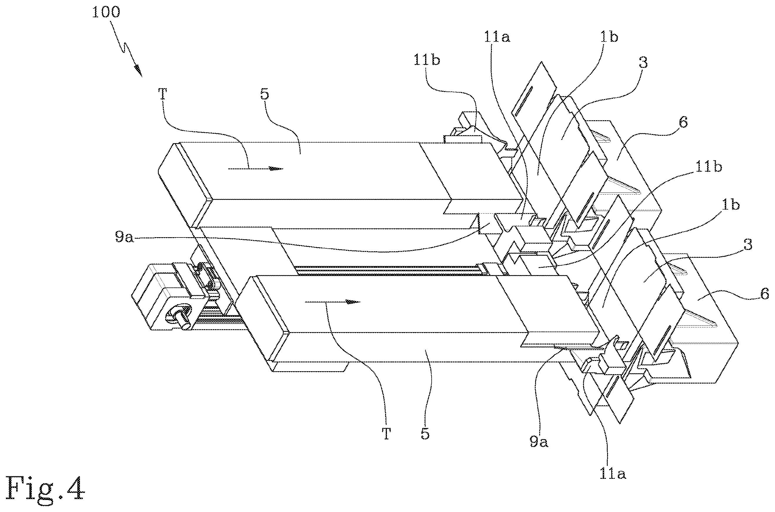 Patent US12472717 Figure 4 – Device and machine for forming boxes with internal partition wall and relative method