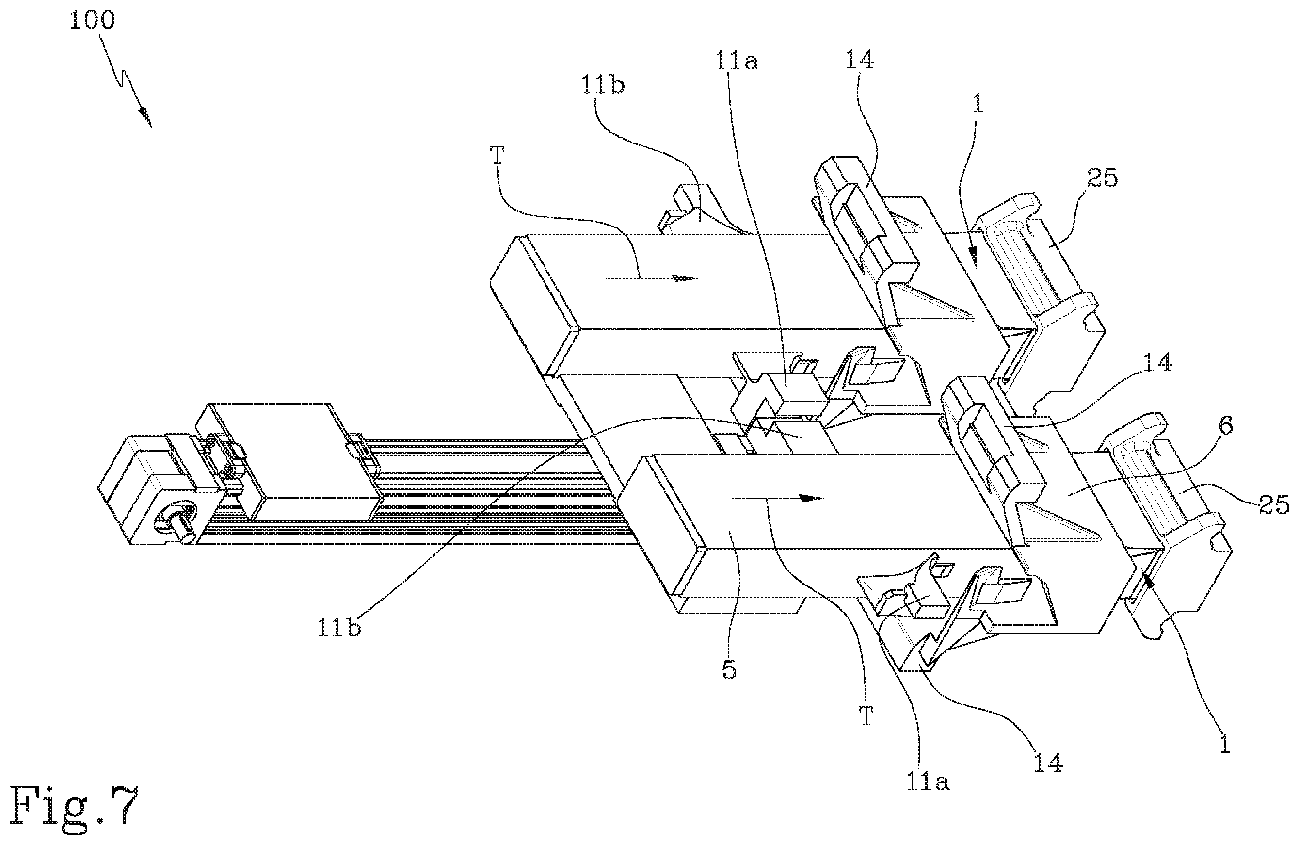 Patent US12472717 Figure 7 – Device and machine for forming boxes with internal partition wall and relative method