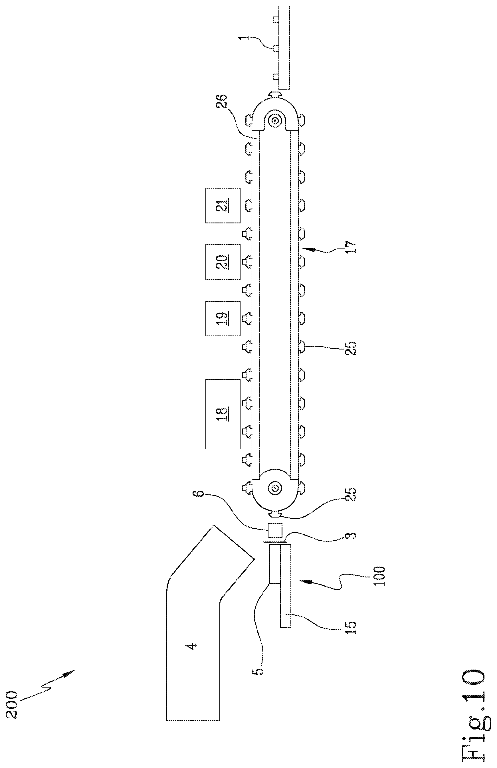 Patent US12472717 Figure 9 – Device and machine for forming boxes with internal partition wall and relative method