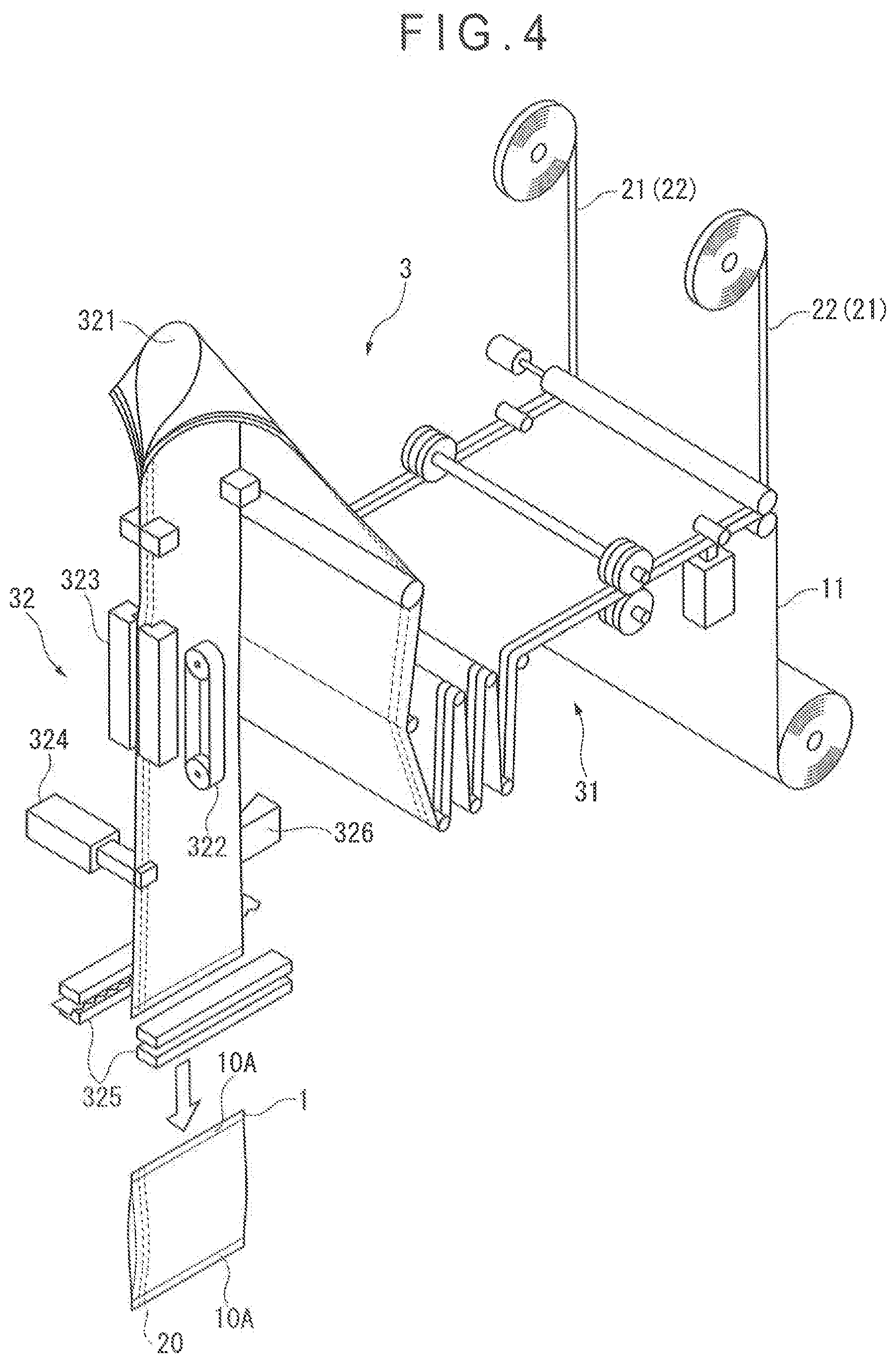 Patent US12472718 Figure 4 – Zipper tape-equipped bag body, article housing method for zipper tape-equipped bag body, manufacturing method for zipper tape-equipped bag body, and manufacturing device for zipper tape-equipped bag body