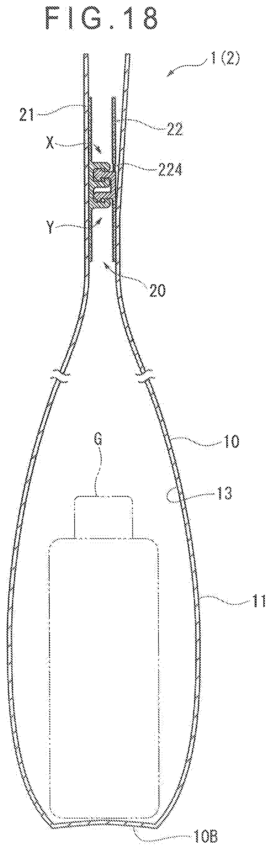 Patent US12472718 Figure 19 – Zipper tape-equipped bag body, article housing method for zipper tape-equipped bag body, manufacturing method for zipper tape-equipped bag body, and manufacturing device for zipper tape-equipped bag body