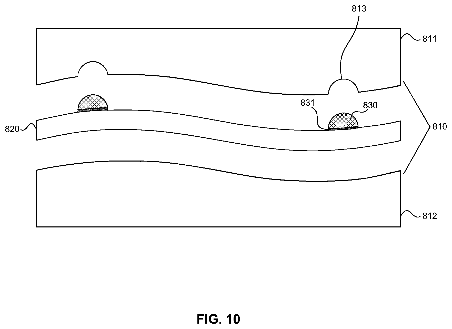 Patent US12472726 Figure 10 – Laminating thin strengthened glass to curved molded plastic surface for decorative and display cover application