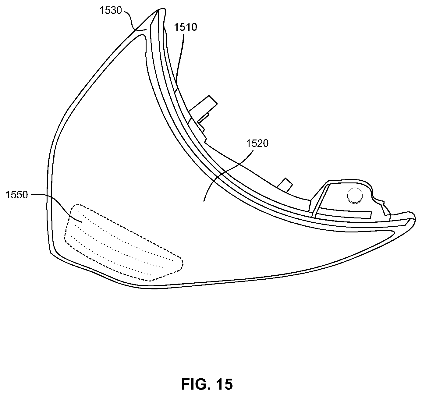 Patent US12472726 Figure 15 – Laminating thin strengthened glass to curved molded plastic surface for decorative and display cover application