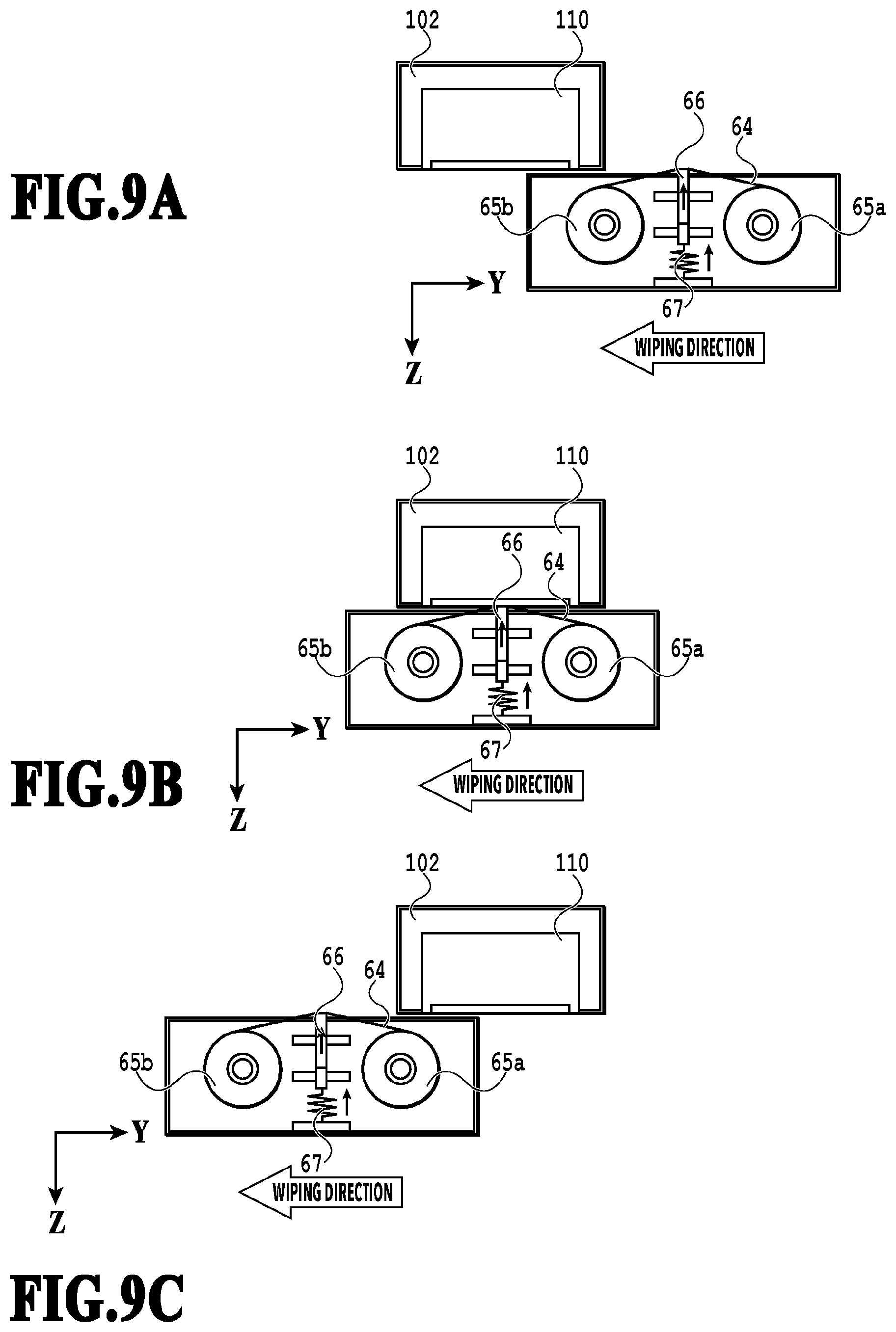 Patent US12472744 Figure 9 – Printing apparatus and a method of controlling a printing apparatus including a control unit controlling a cleaning operation of a wiping unit wiping an ejection port surface