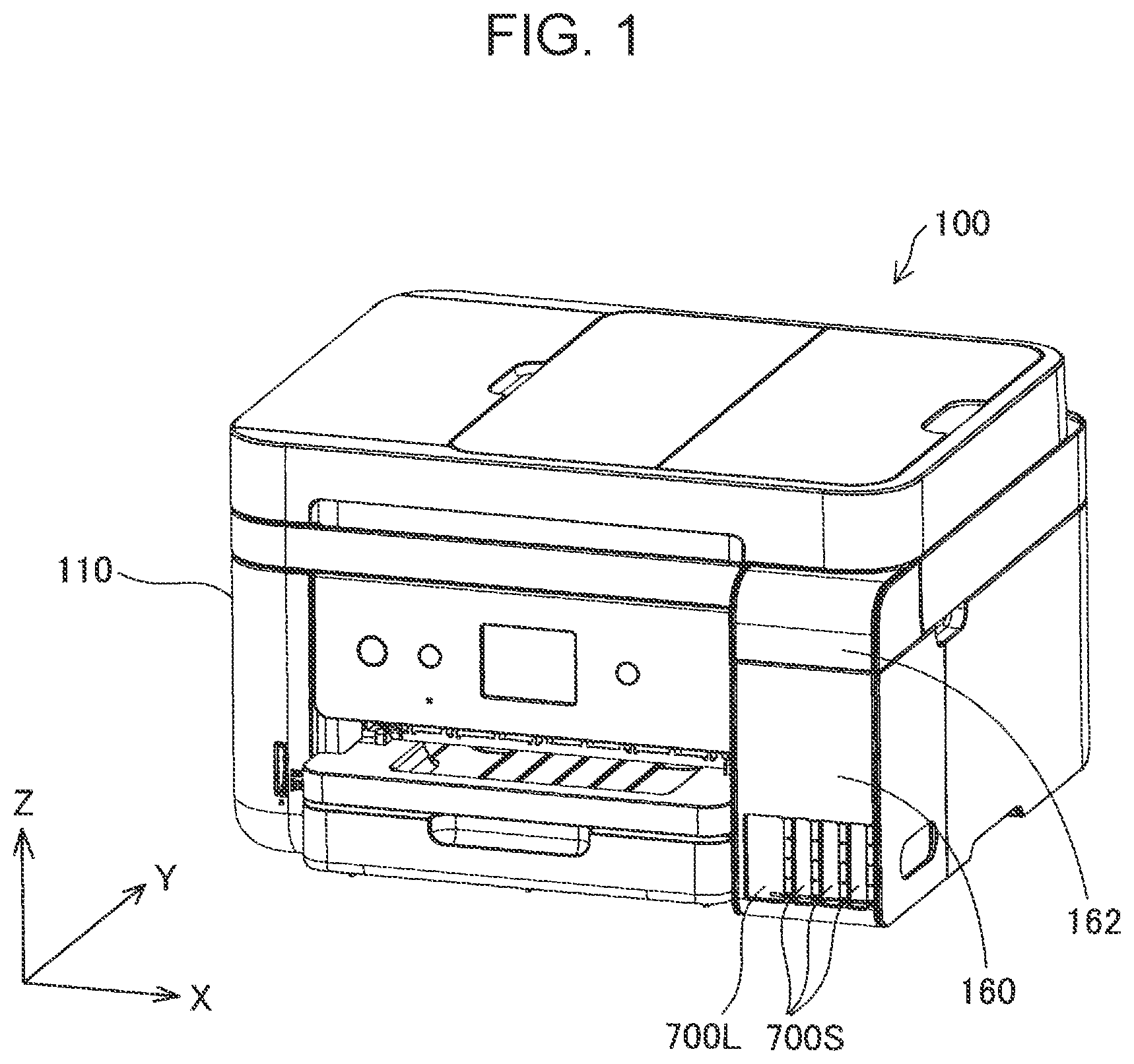 Patent US12472748 Figure 1 – Ink replenishment container and printer