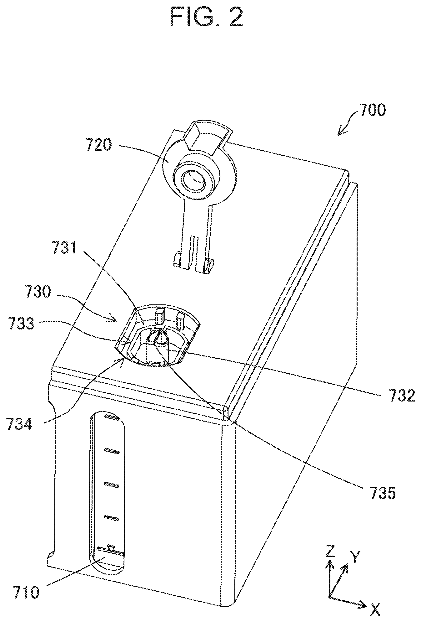 Patent US12472748 Figure 2 – Ink replenishment container and printer