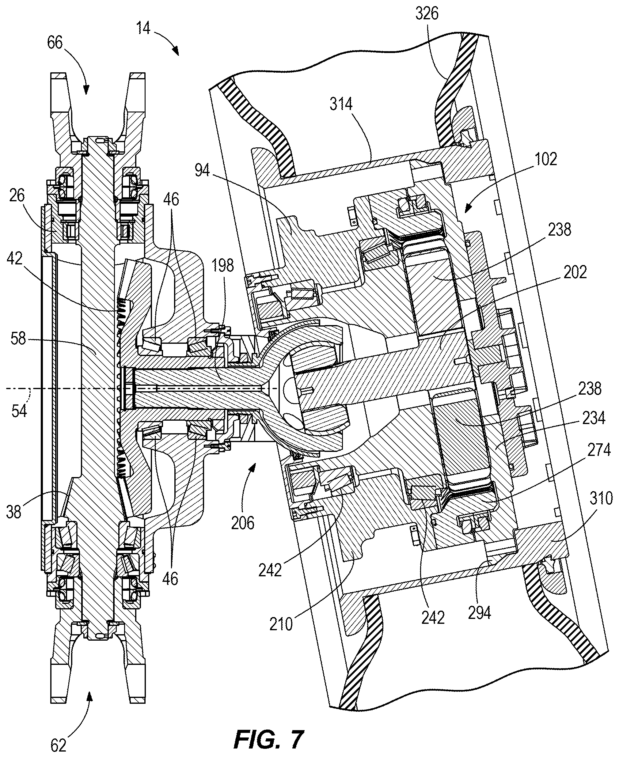Patent US12472770 Figure 7 – Coupling between a steerable wheel and a housing in a vehicle wheel unit