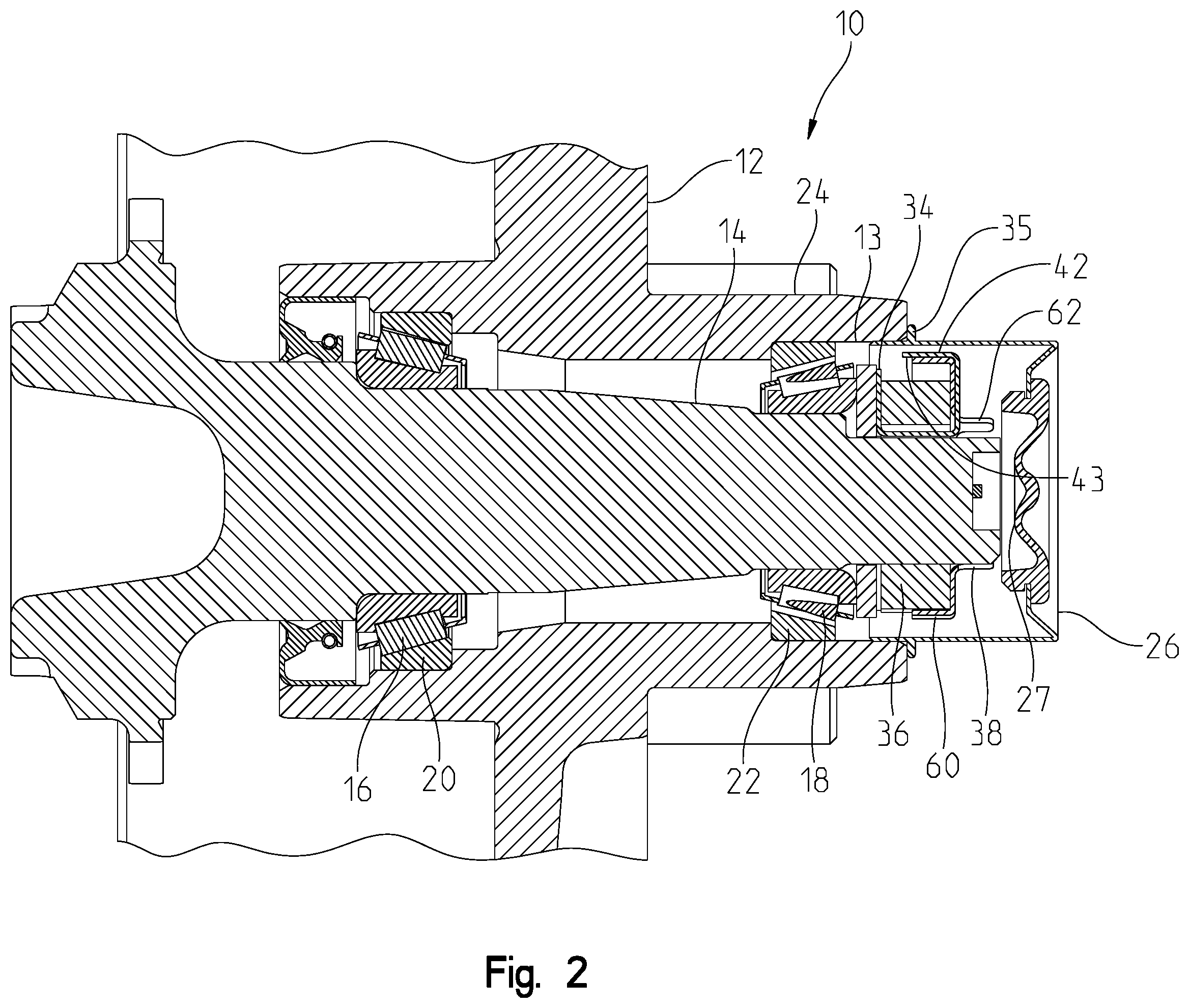 Patent US12472771 Figure 2 – Locking system for a wheel hub