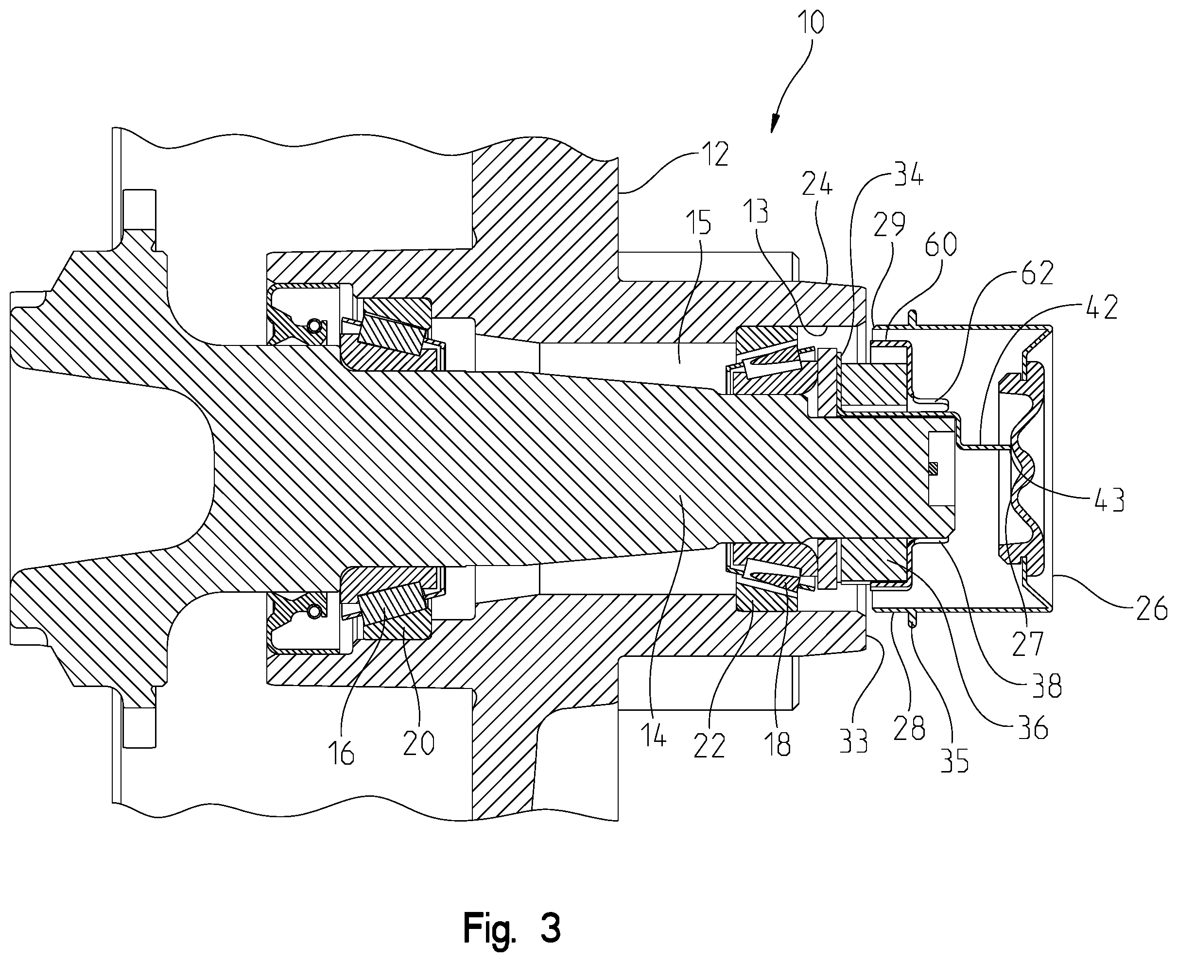 Patent US12472771 Figure 3 – Locking system for a wheel hub