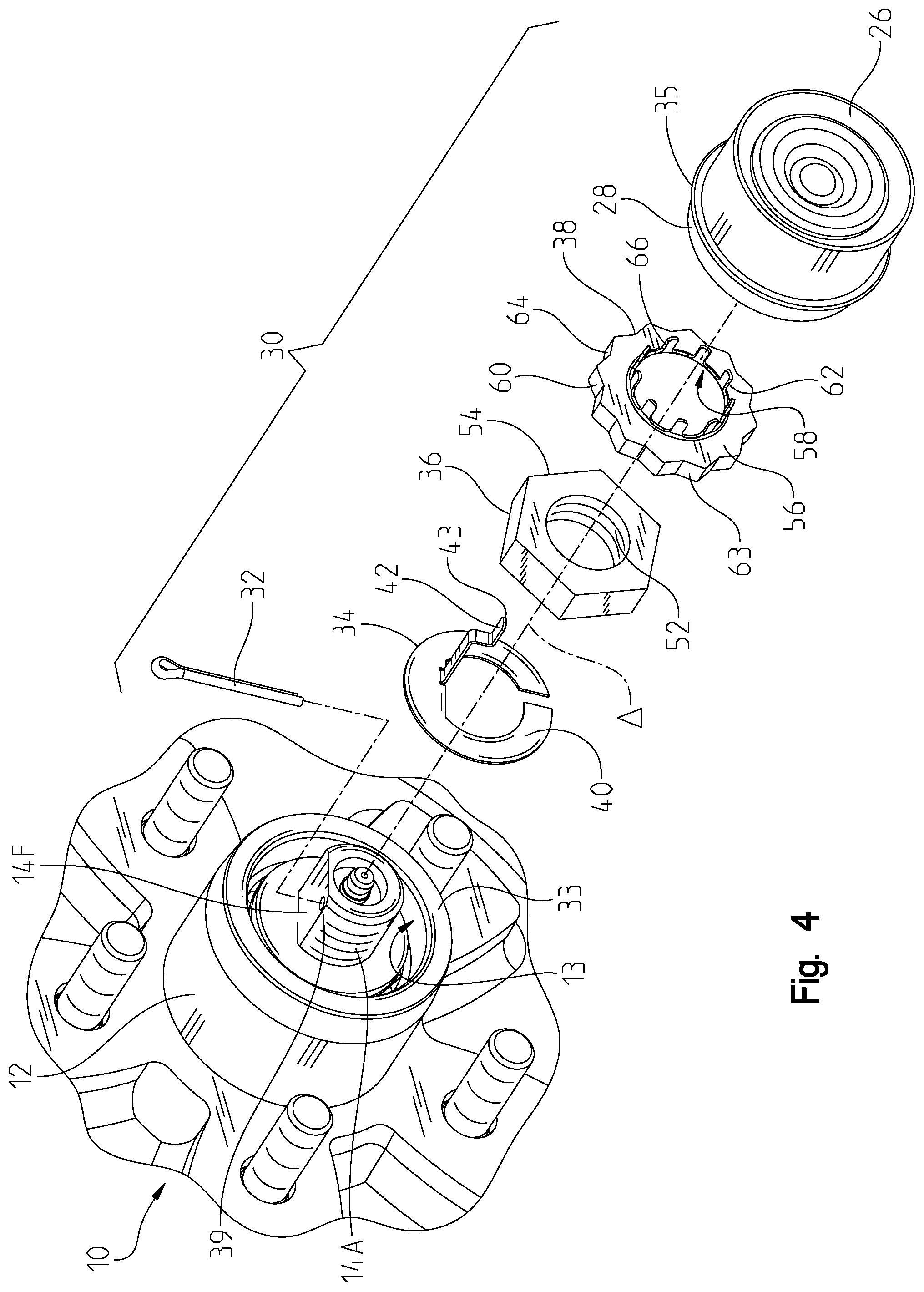 Patent US12472771 Figure 4 – Locking system for a wheel hub