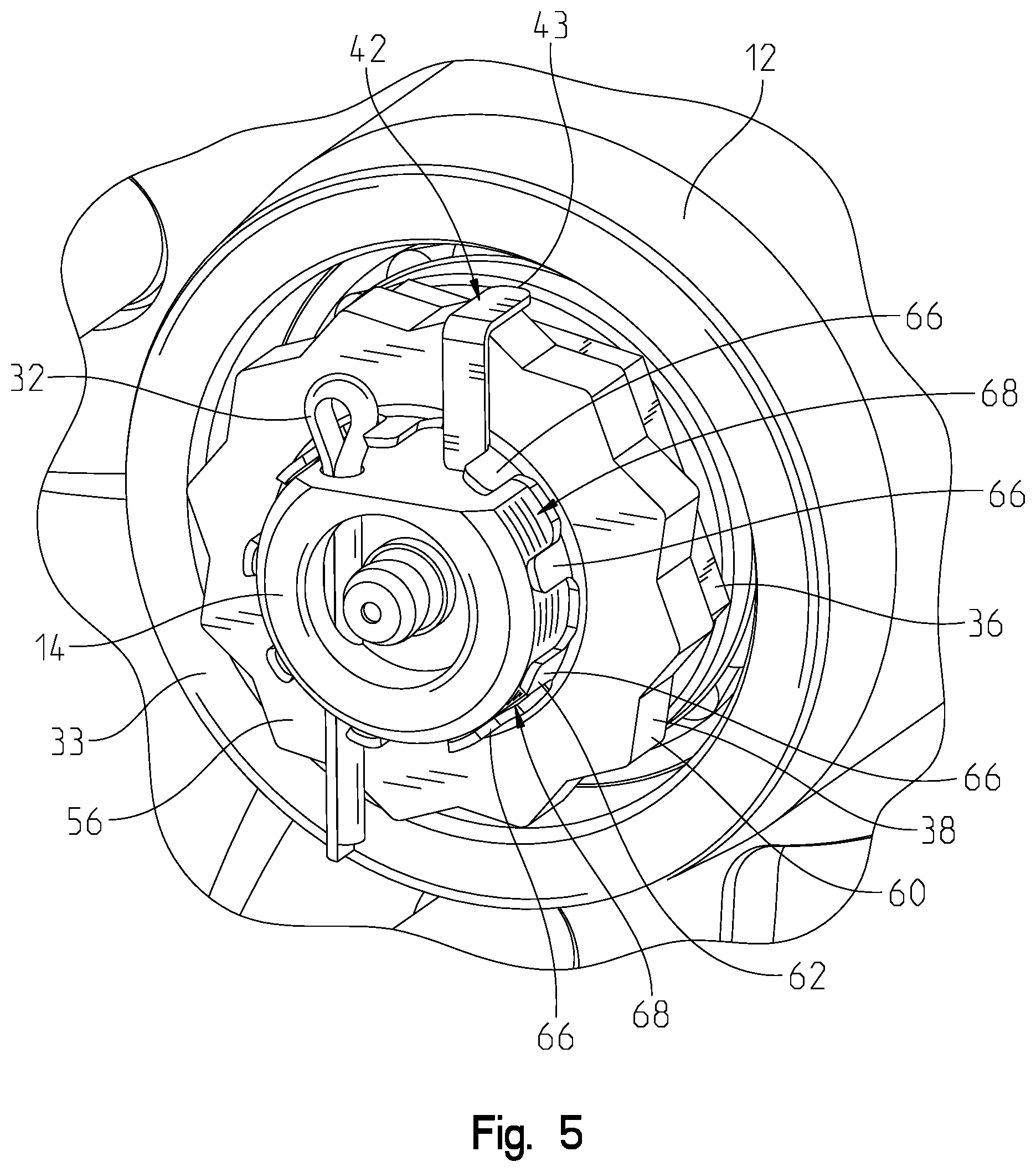 Patent US12472771 Figure 5 – Locking system for a wheel hub