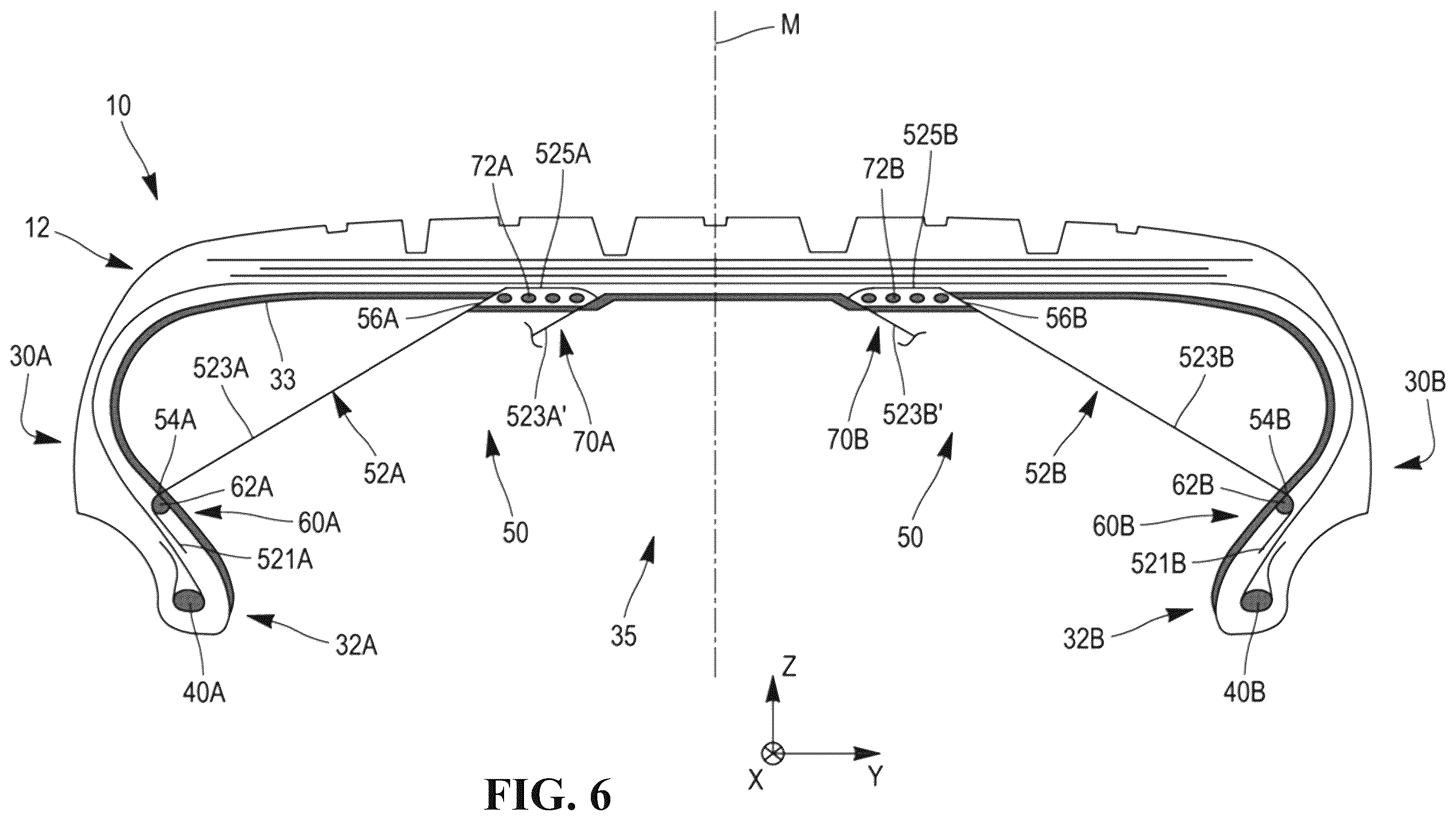 Patent US12472775 Figure 4 – Tire comprising a durable stiffening structure