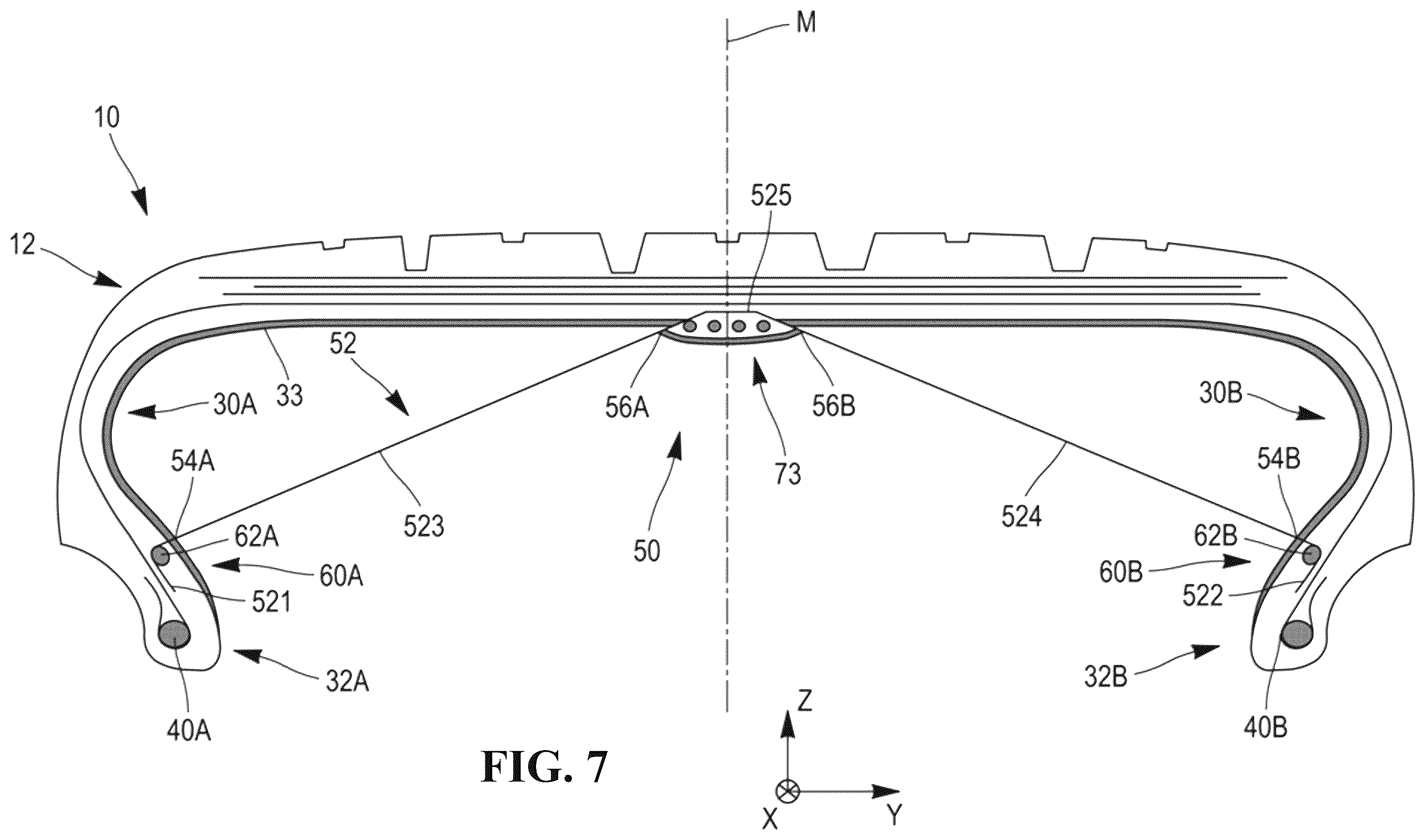 Patent US12472775 Figure 5 – Tire comprising a durable stiffening structure