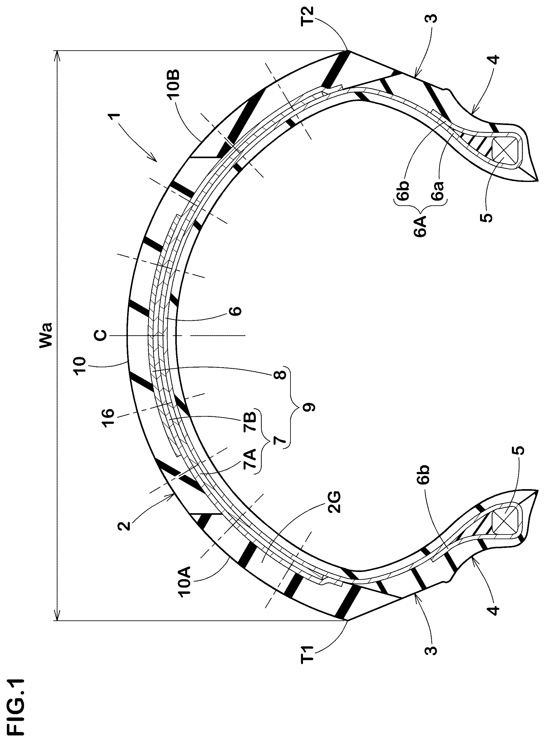 Patent US12472777 Figure 1 – Motorcycle tire