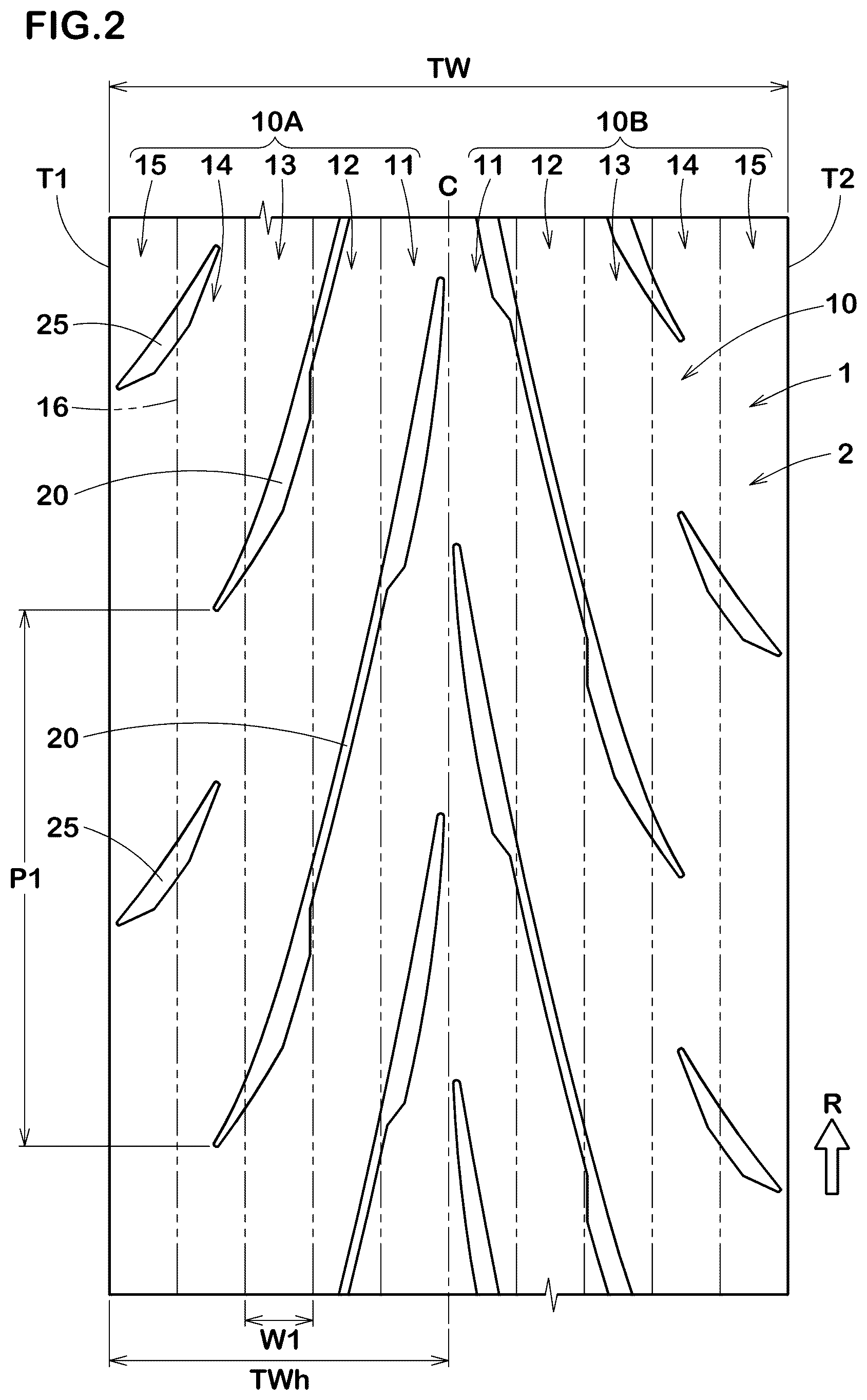 Patent US12472777 Figure 2 – Motorcycle tire