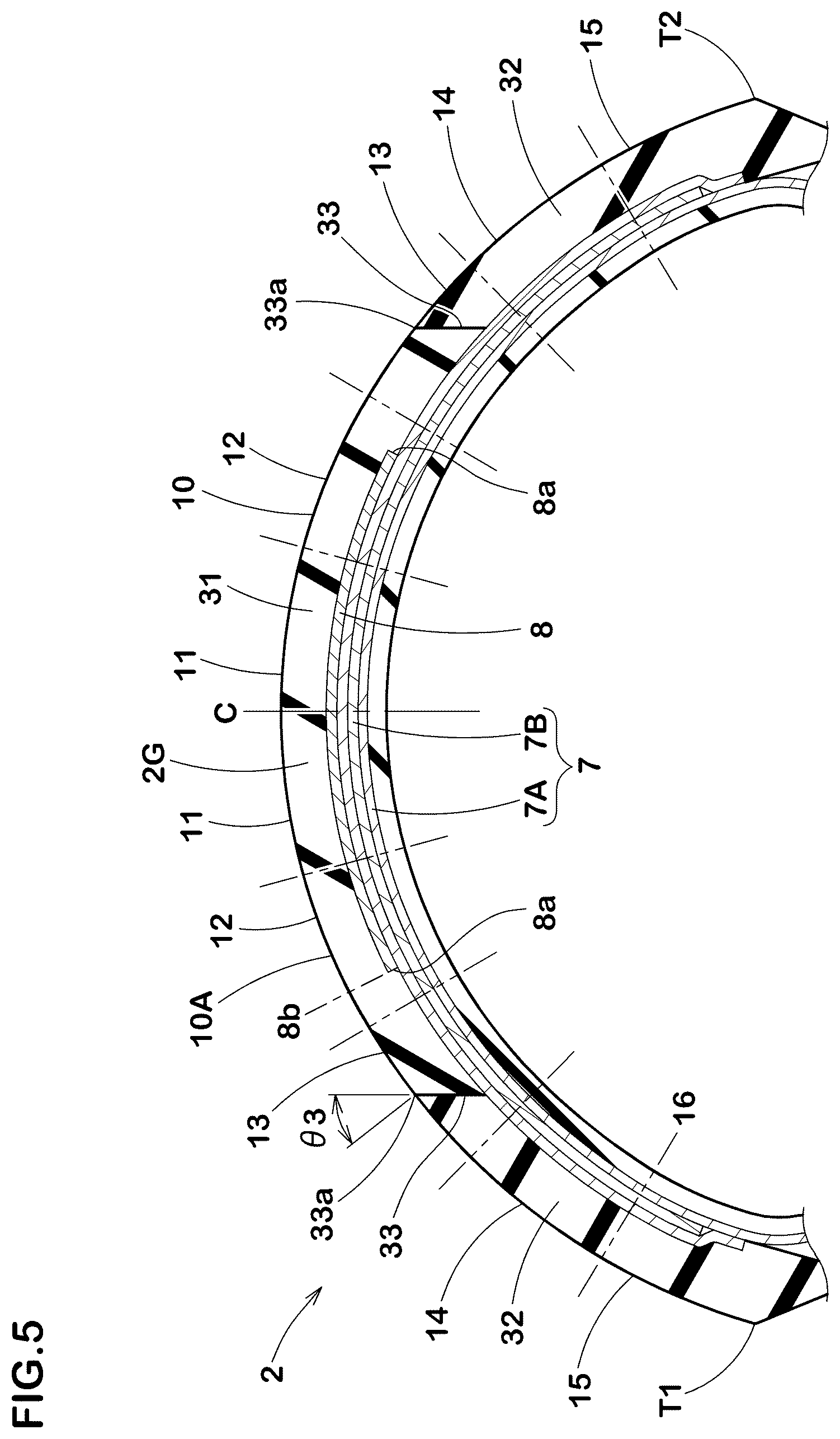 Patent US12472777 Figure 5 – Motorcycle tire