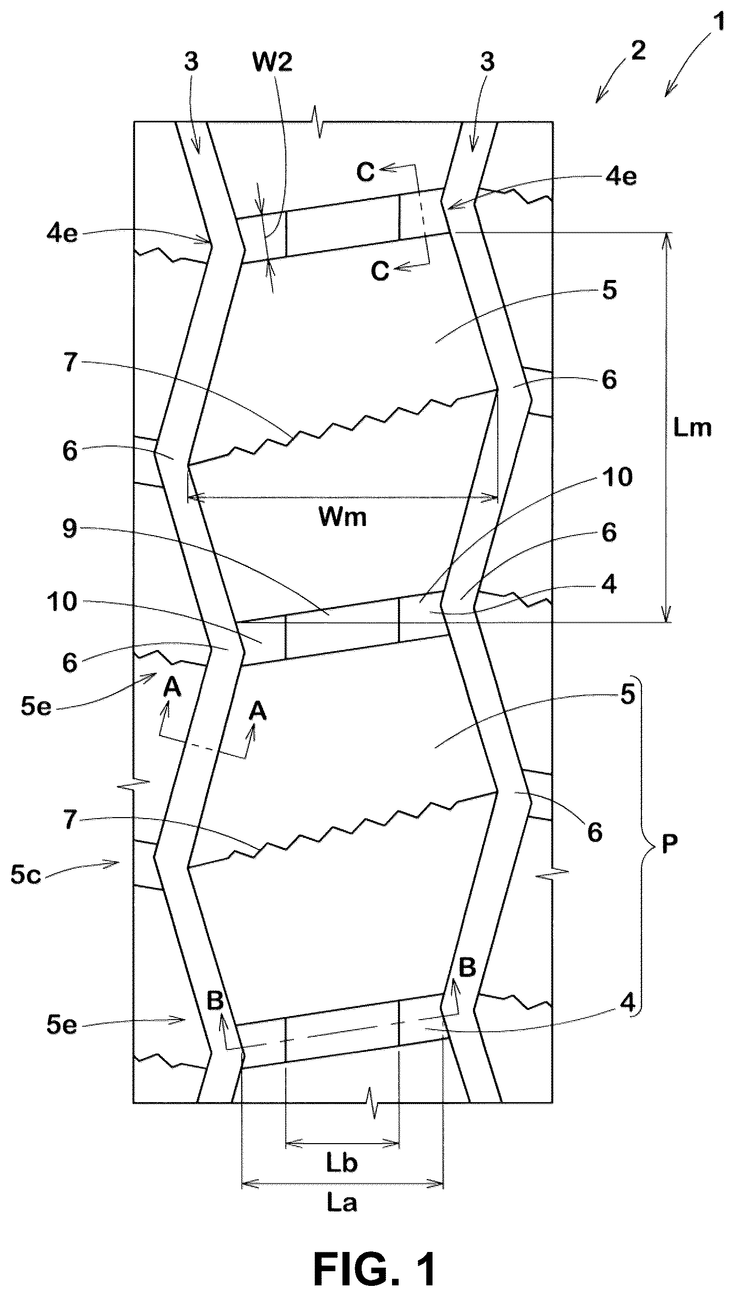 Patent US12472781 Figure 1 – Heavy duty tire