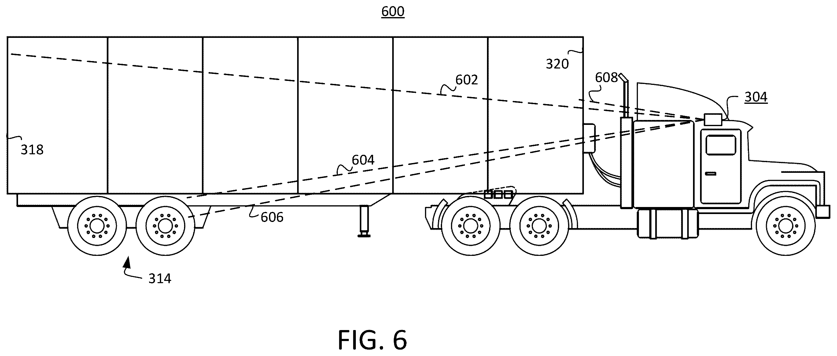 Patent US12472784 Figure 6 – Systems and methods of monitoring and control for trailer dynamics