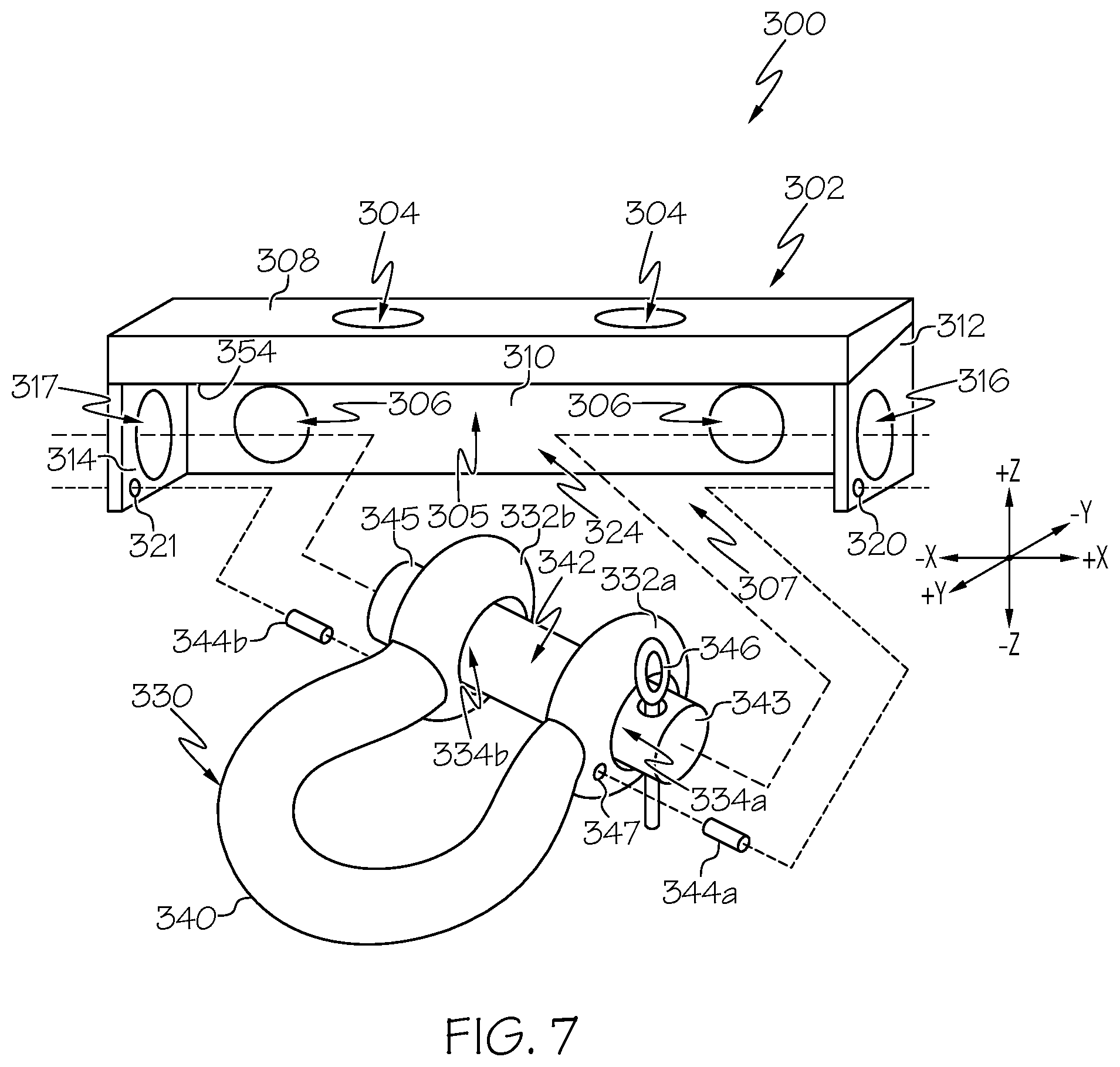 Patent US12472785 Figure 6 – Collapsing tow hook assemblies and vehicles including same