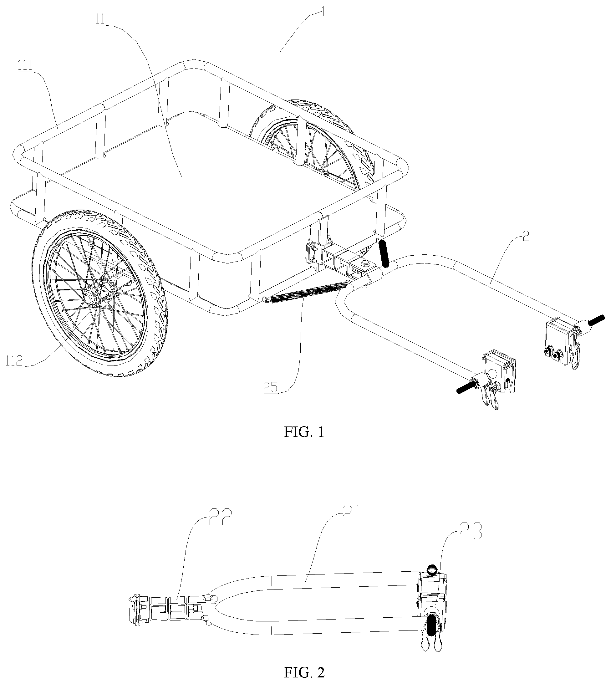 Patent US12472786 Figure 1 – Trailer connecting mechanism and trailer