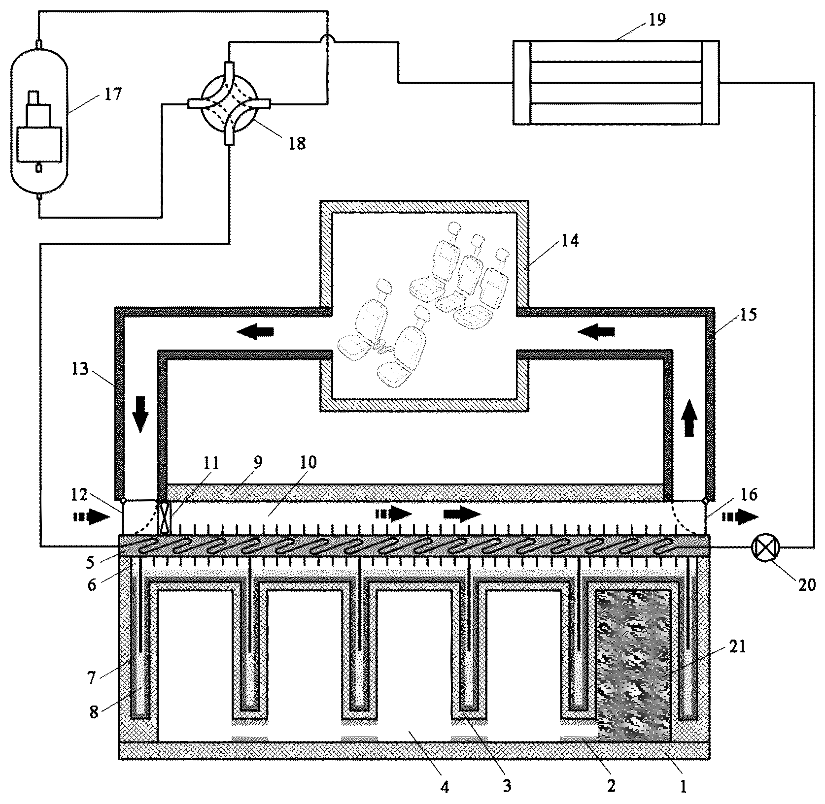 Patent US12472796 Figure 1 – Electrical vehicle thermal management system and method based on self- circulating gas-liquid phase change cold plate