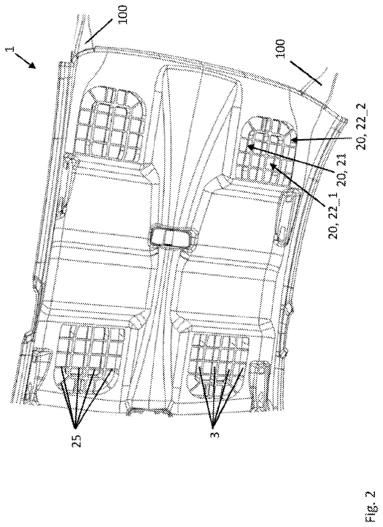 Patent US12472802 Figure 2 – Roof lining system for motor vehicles with air conditioning function, and motor vehicle comprising roof lining system