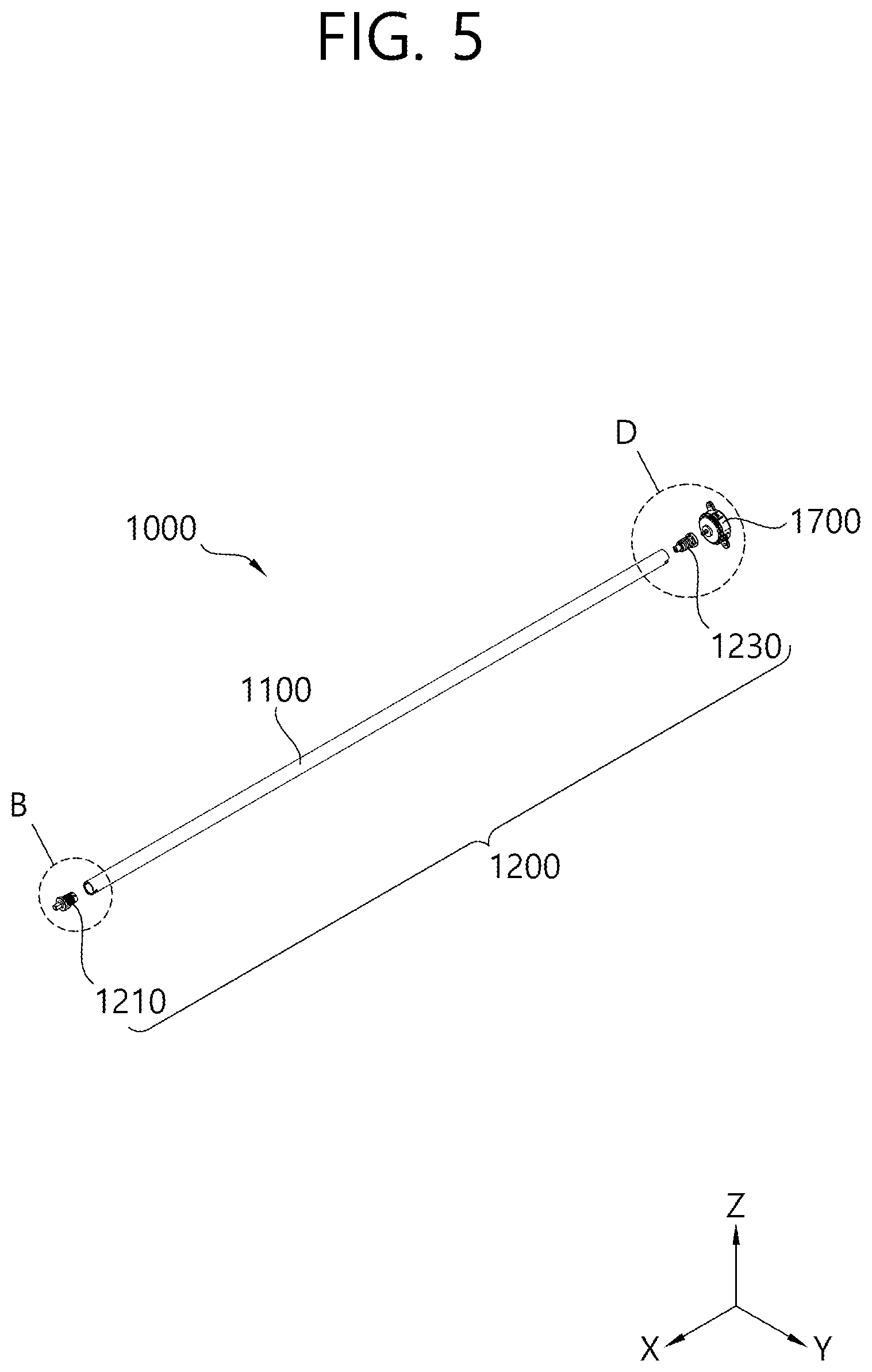 Patent US12472803 Figure 5 – Shaft assembly, apparatus for shading window and apparatus for luggage screen of automobile having shaft assembly