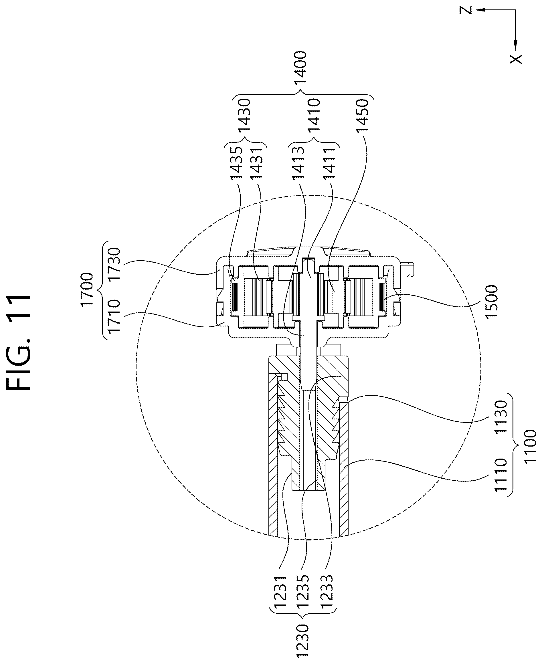 Patent US12472803 Figure 11 – Shaft assembly, apparatus for shading window and apparatus for luggage screen of automobile having shaft assembly