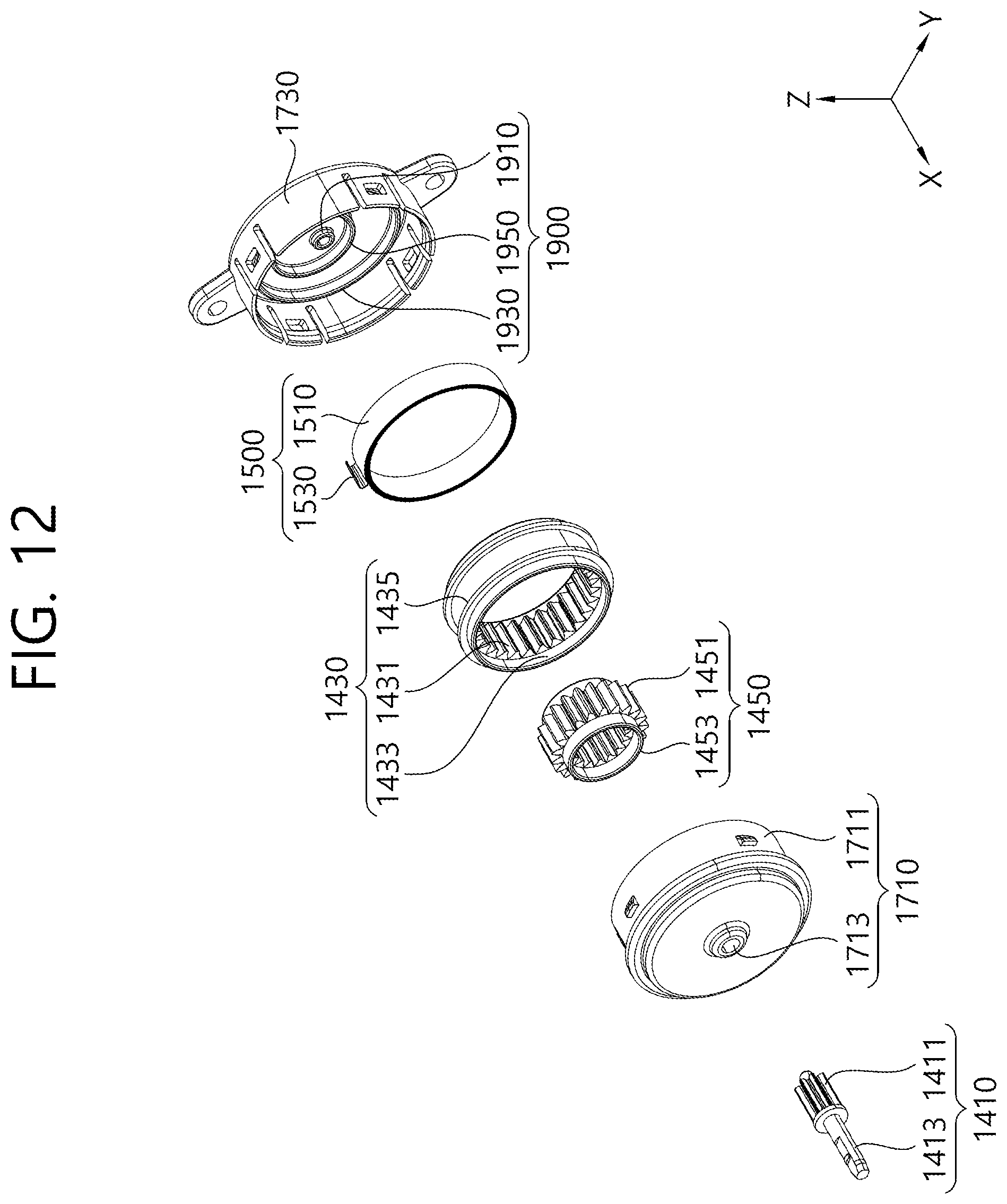 Patent US12472803 Figure 12 – Shaft assembly, apparatus for shading window and apparatus for luggage screen of automobile having shaft assembly