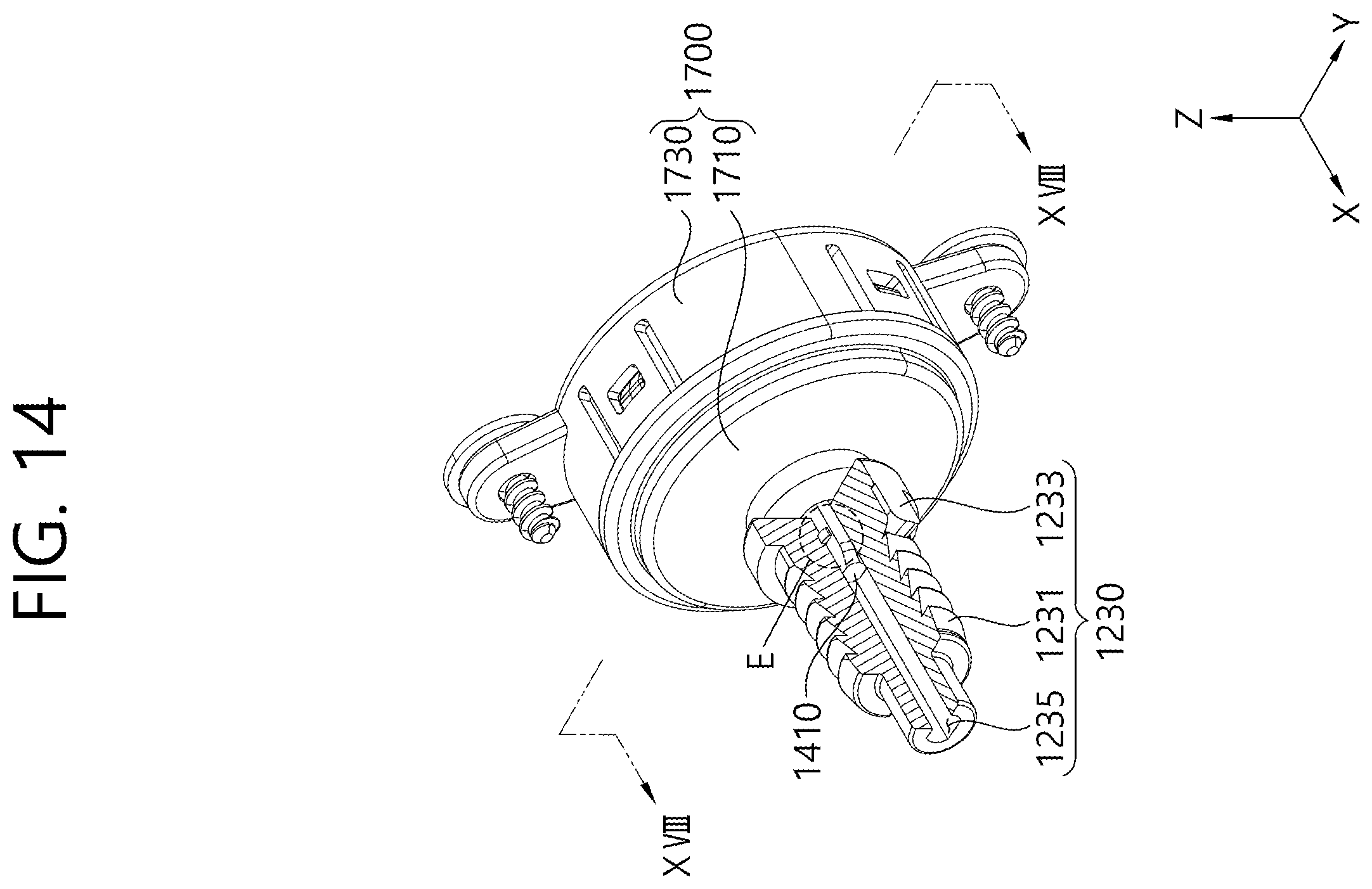 Patent US12472803 Figure 14 – Shaft assembly, apparatus for shading window and apparatus for luggage screen of automobile having shaft assembly